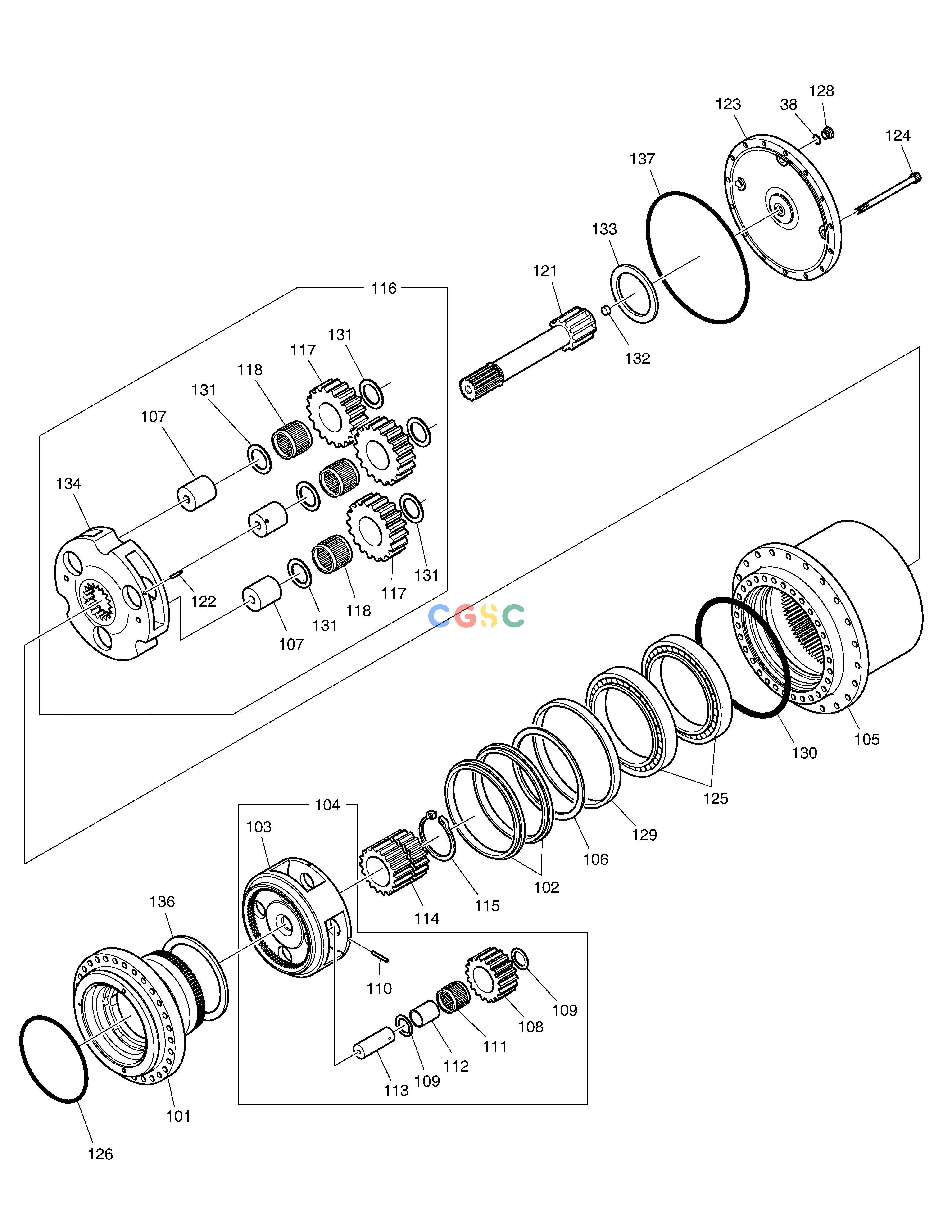 斗山零件查询TRAVEL REDUCTION GEAR DX225LC (S/N 5433~) Doosan parts catalog online