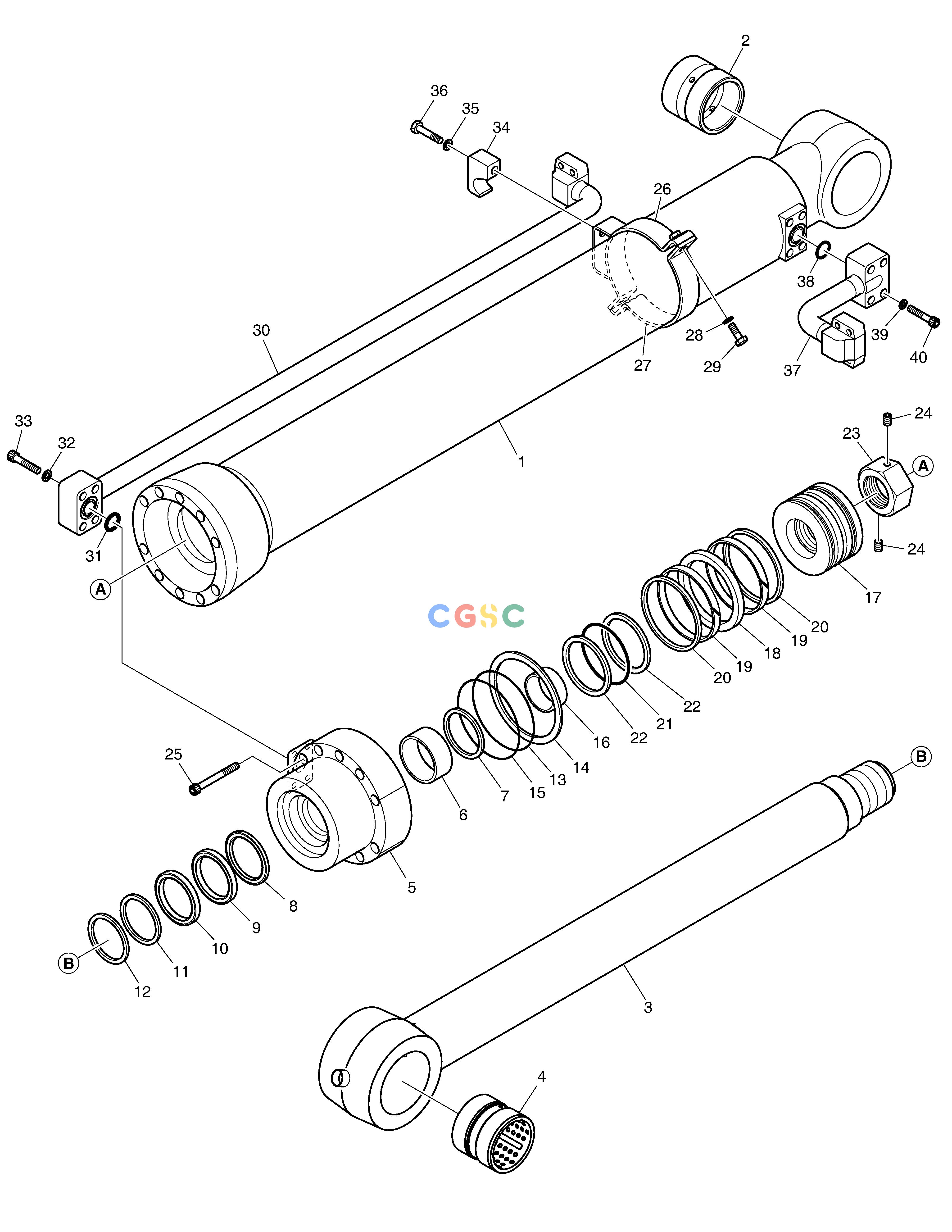斗山零件查询BUCKET CYLINDER - ARM 2.9m DX225LC (S/N 5433~) Doosan parts catalog online