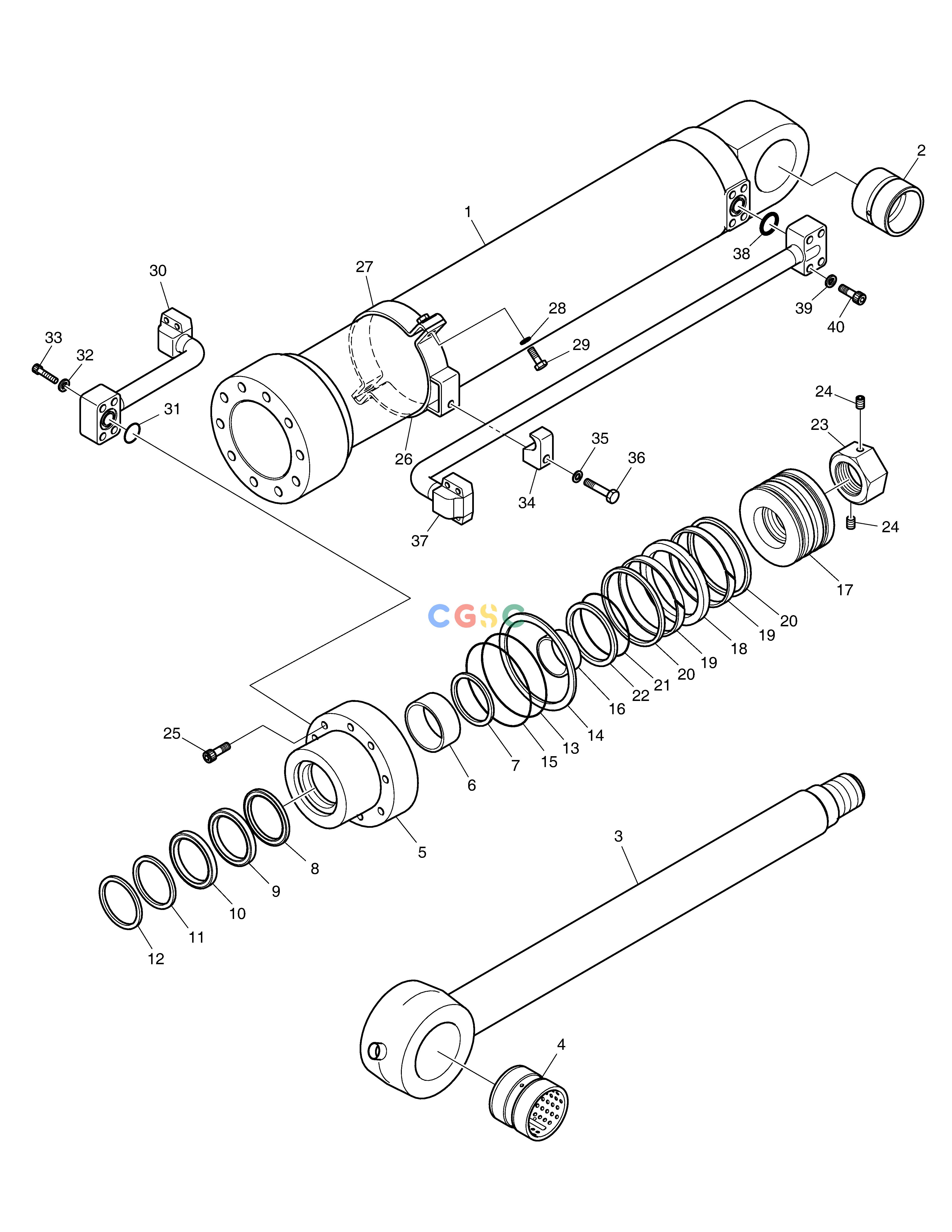 斗山零件查询BUCKET CYLINDER - ARM 2.4m DX225LC (S/N 5433~) Doosan parts catalog online
