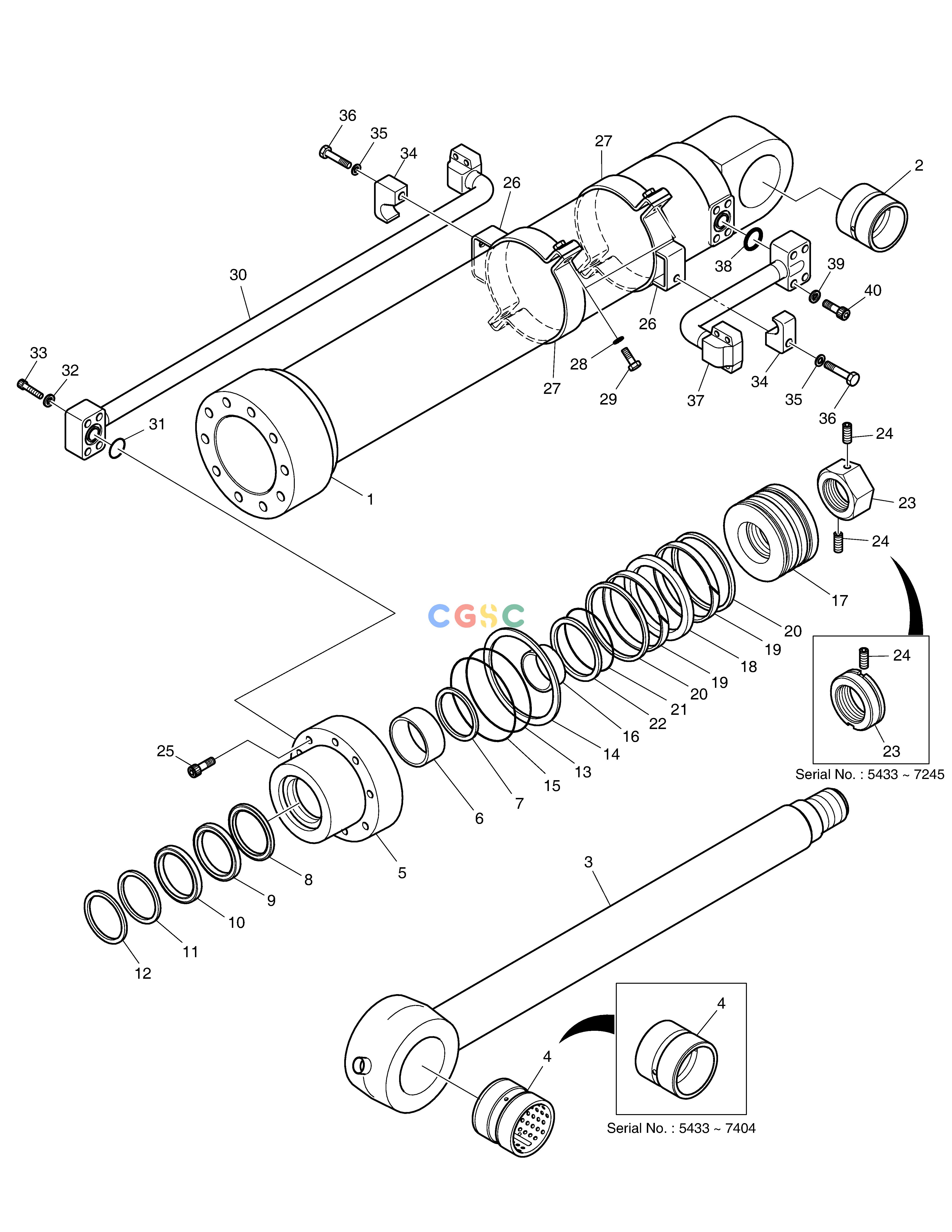 斗山零件查询BUCKET CYLINDER - ARM 3.5m DX225LC (S/N 5433~) Doosan parts catalog online