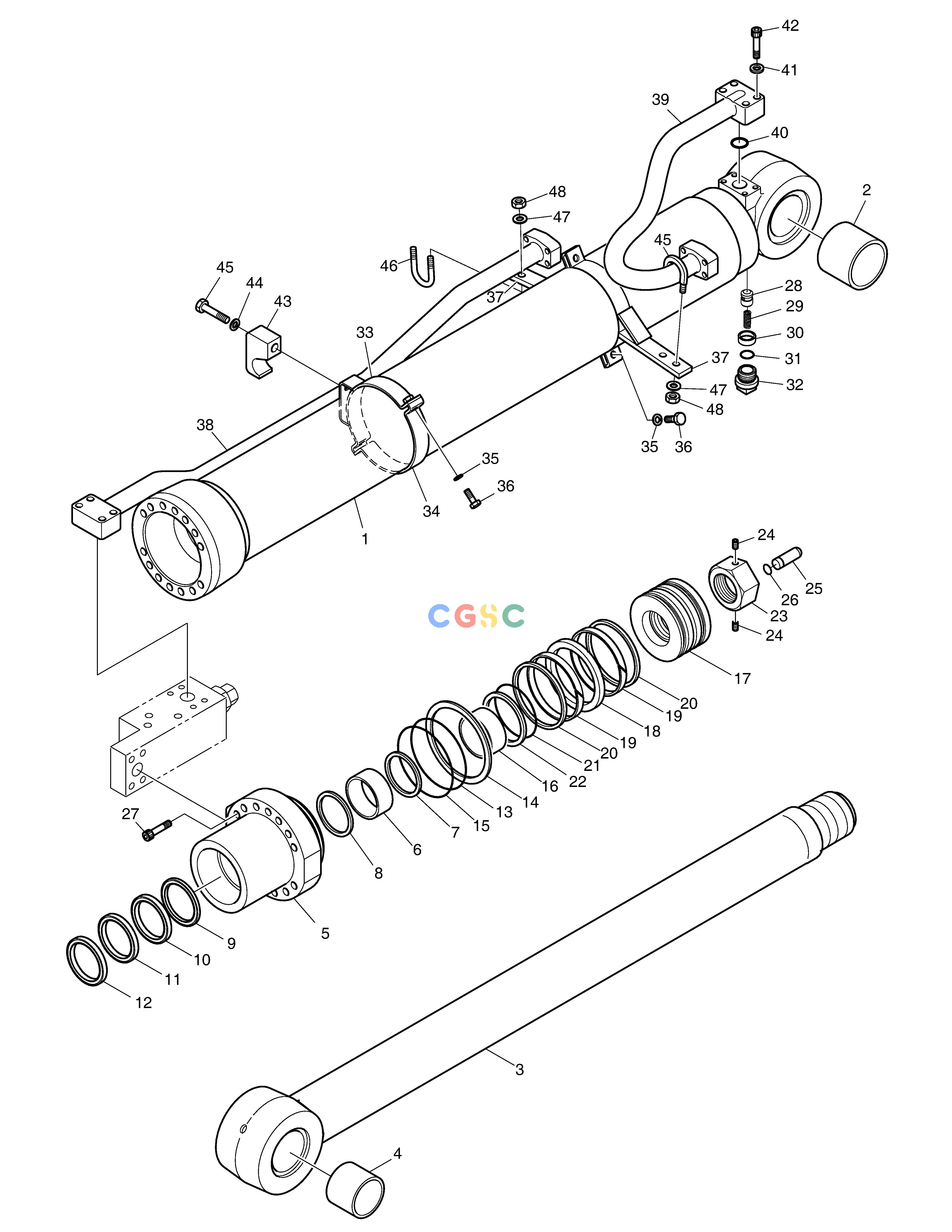 斗山零件查询ARM CYL - ARM 2.4m (ARTI BOOM)(LOCK V/V) DX225LC (S/N 5433~) Doosan parts catalog online