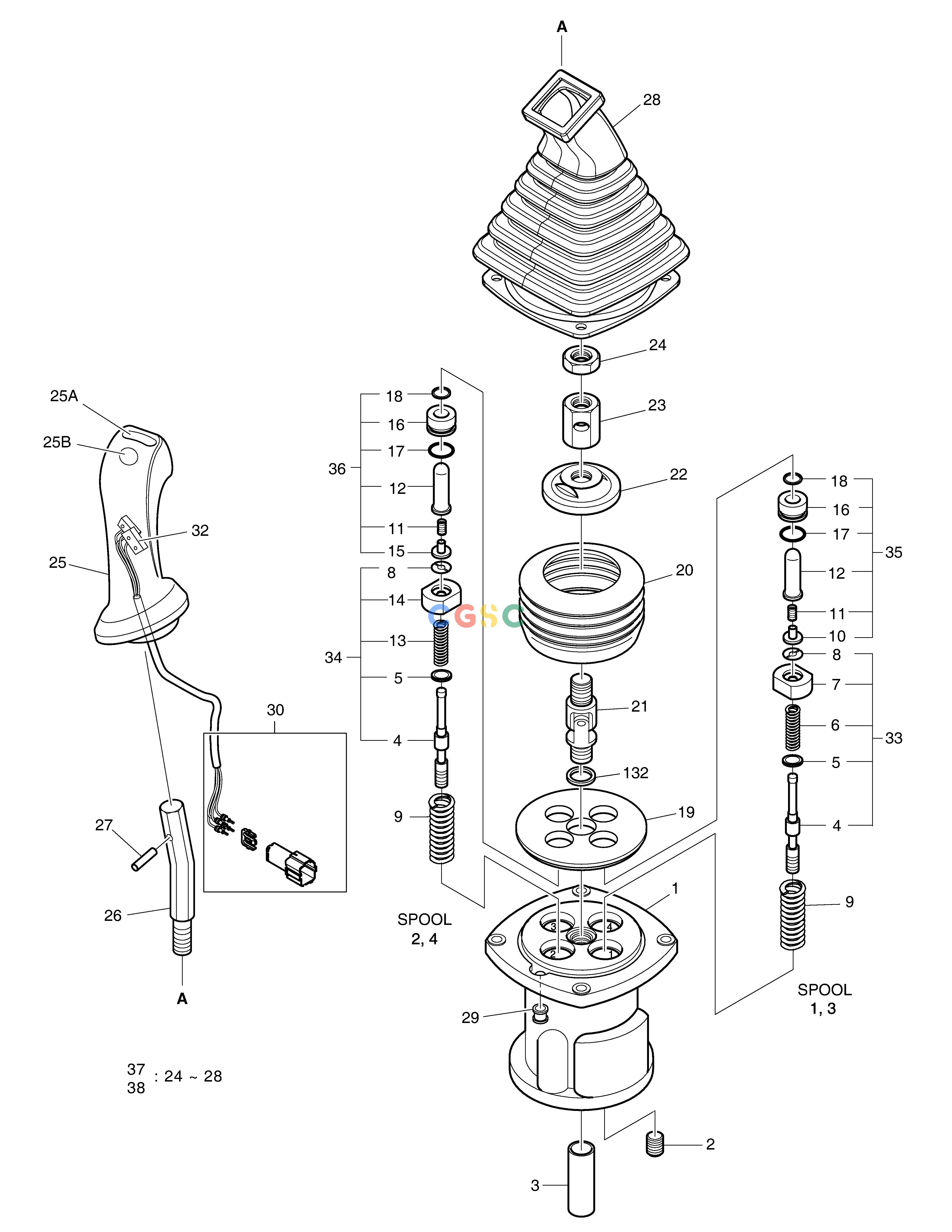 斗山零件查询JOYSTICK VALVE - ROPS DX225LC (S/N 5433~) Doosan parts catalog online