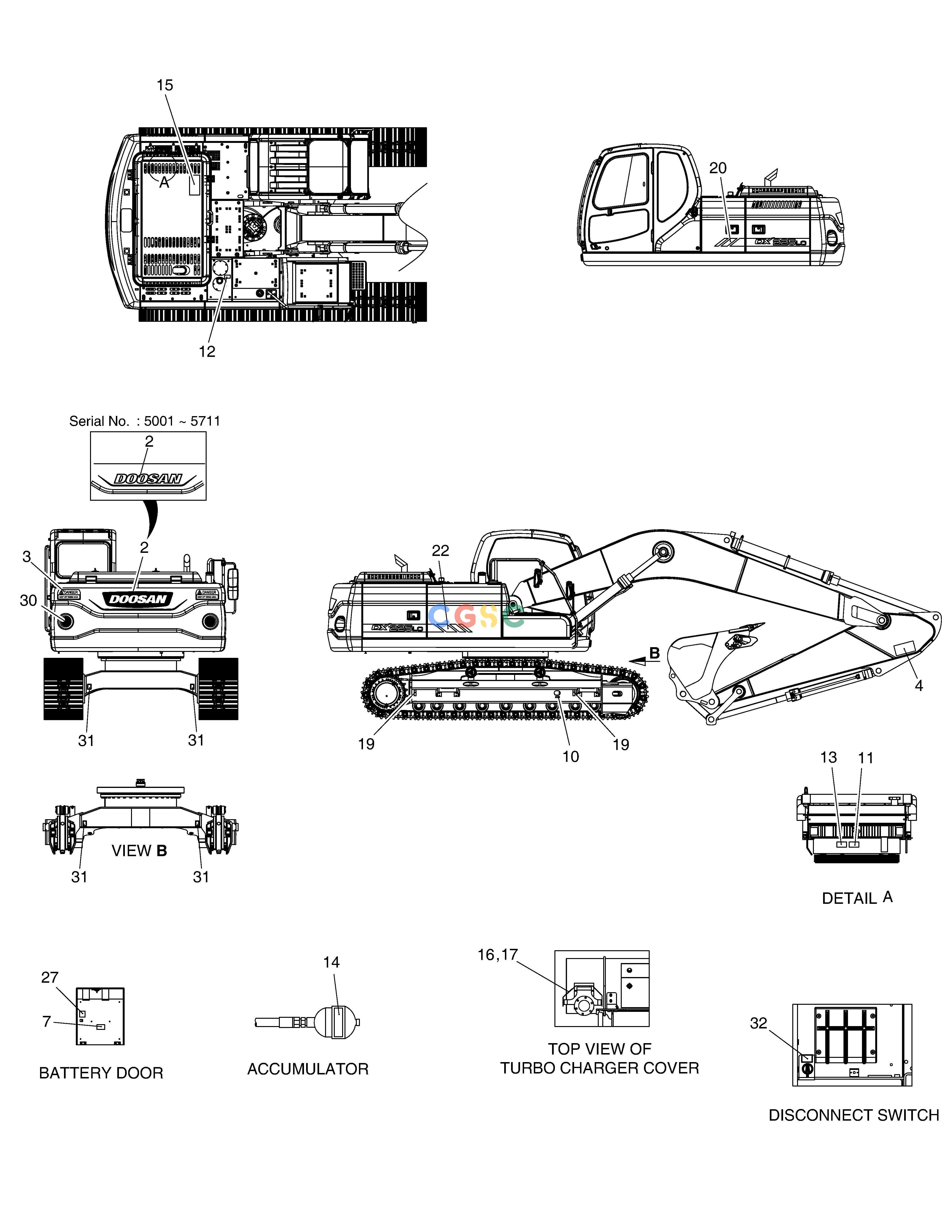 斗山零件查询NAME PLATE - EXPORT DX225LC (S/N 5433~) Doosan parts catalog online