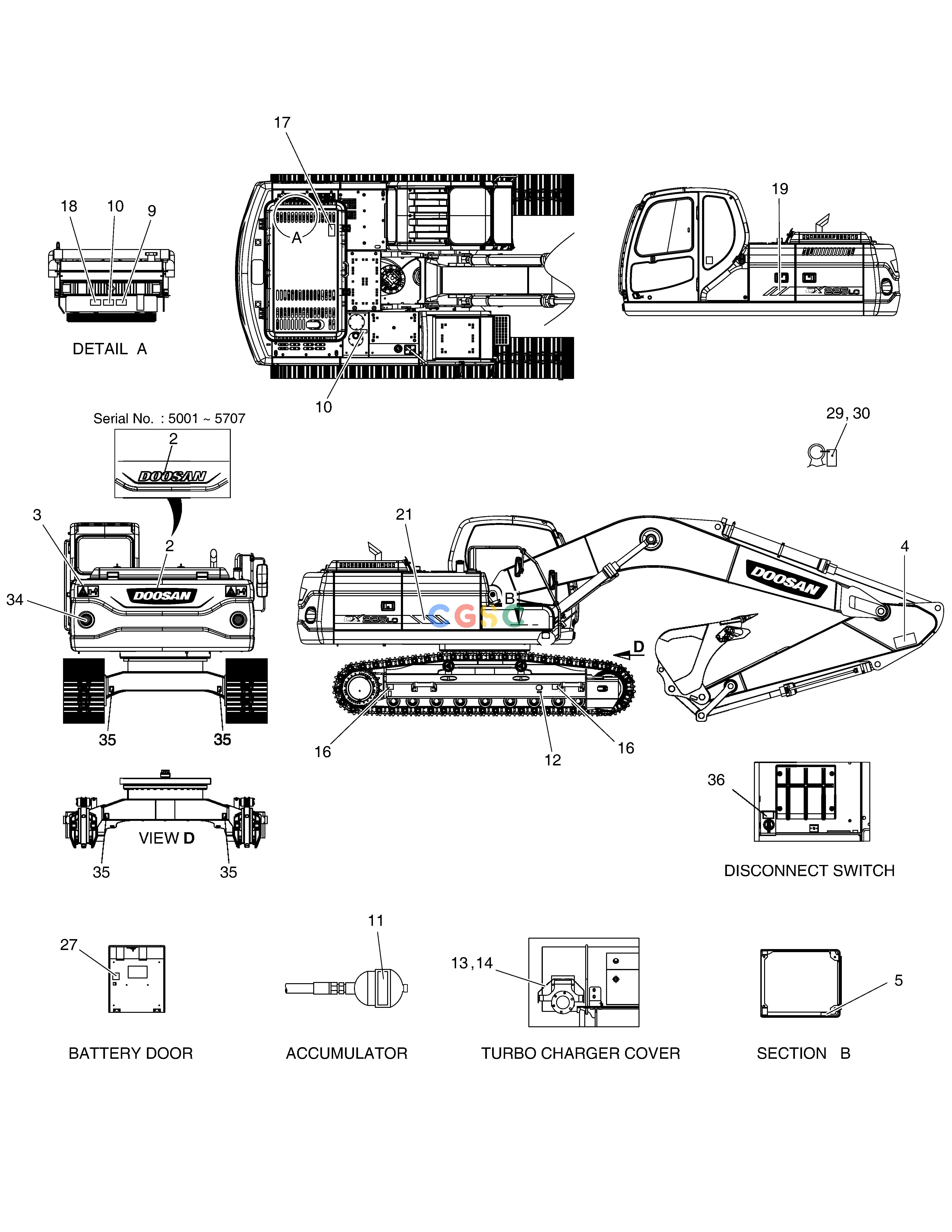斗山零件查询NAME PLATE - EUROPE DX225LC (S/N 5433~) Doosan parts catalog online