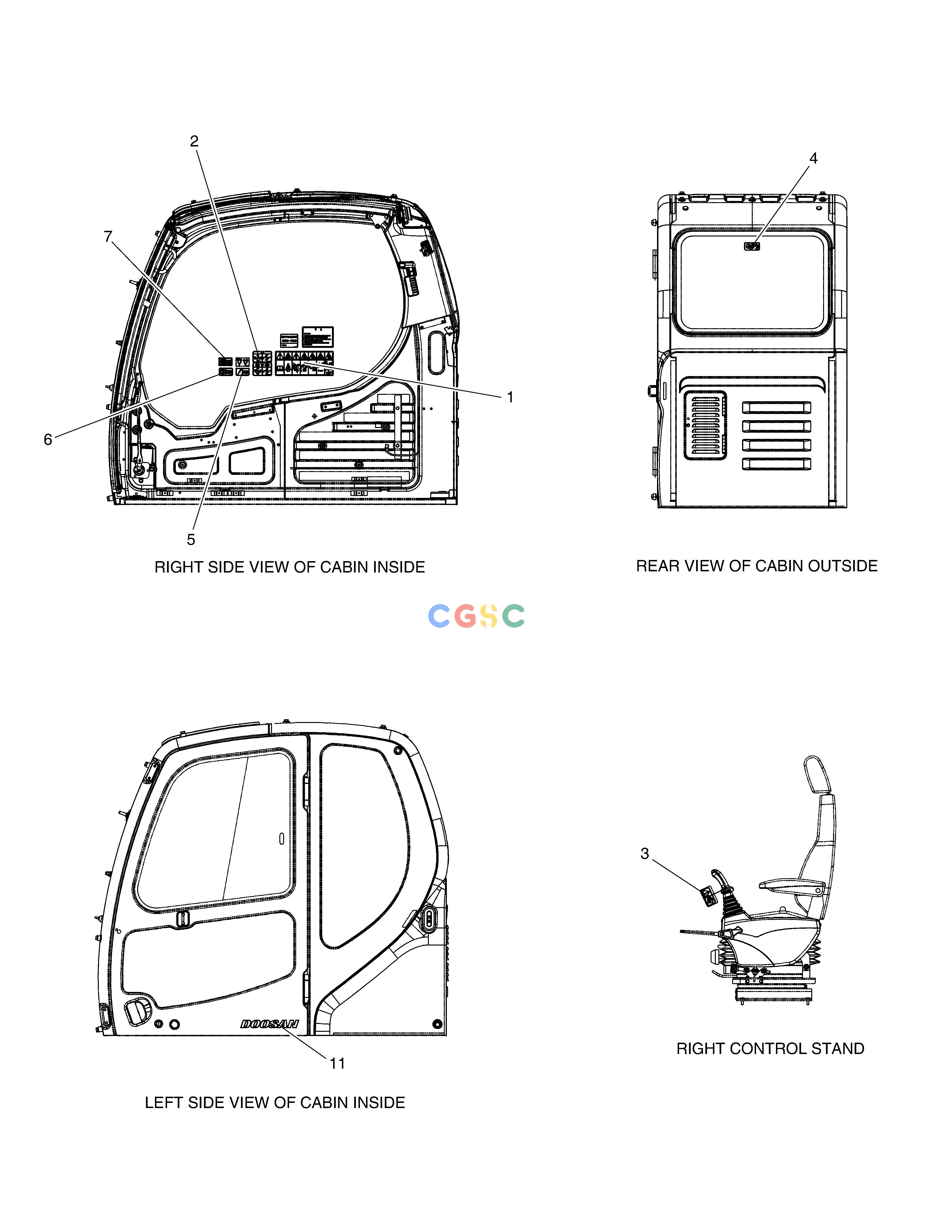 斗山零件查询NAME PLATE - CABIN DX225LC (S/N 5433~) Doosan parts catalog online