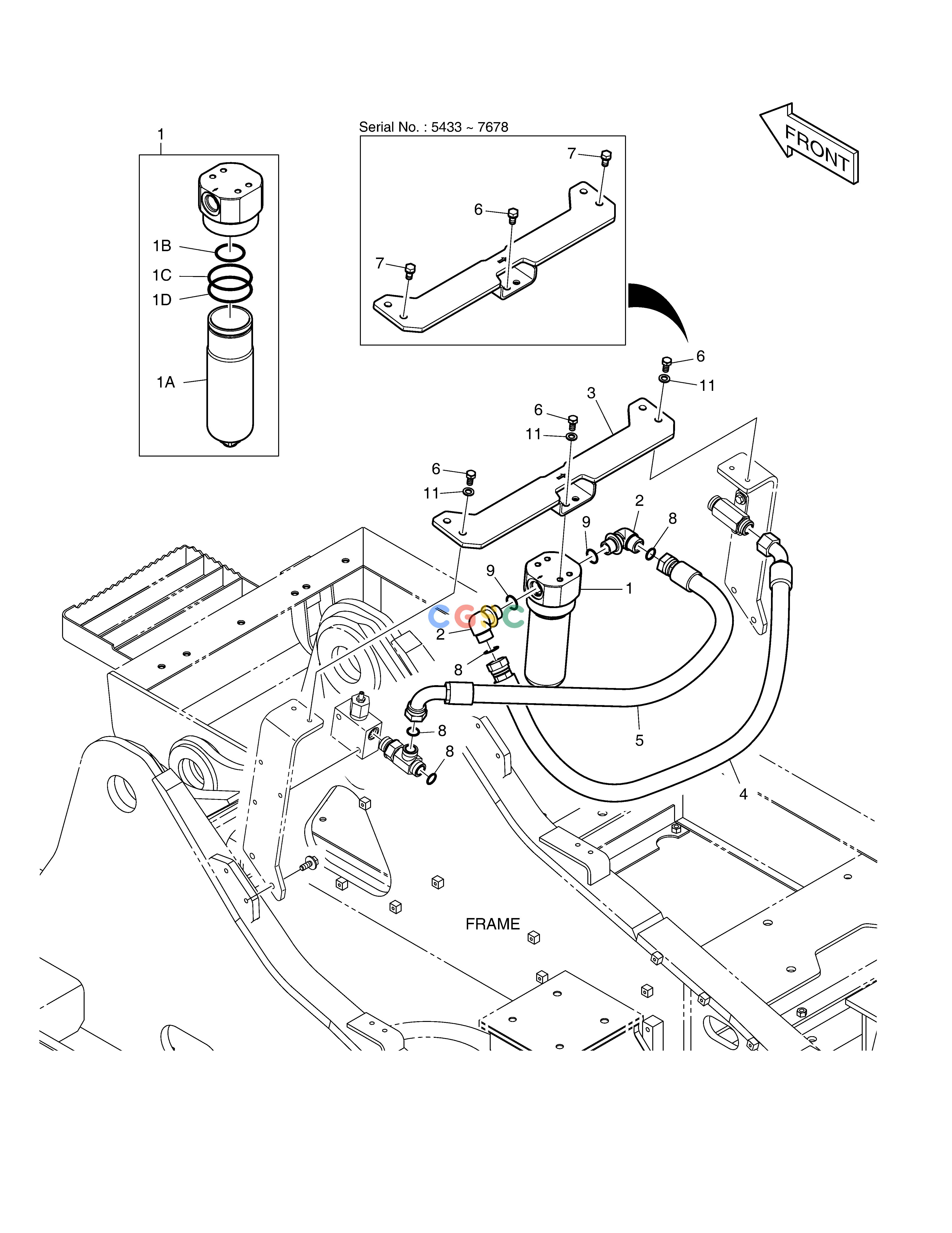 斗山零件查询ONE WAY PIPING - WITH FILTER DX225LC (S/N 5433~) Doosan parts catalog online