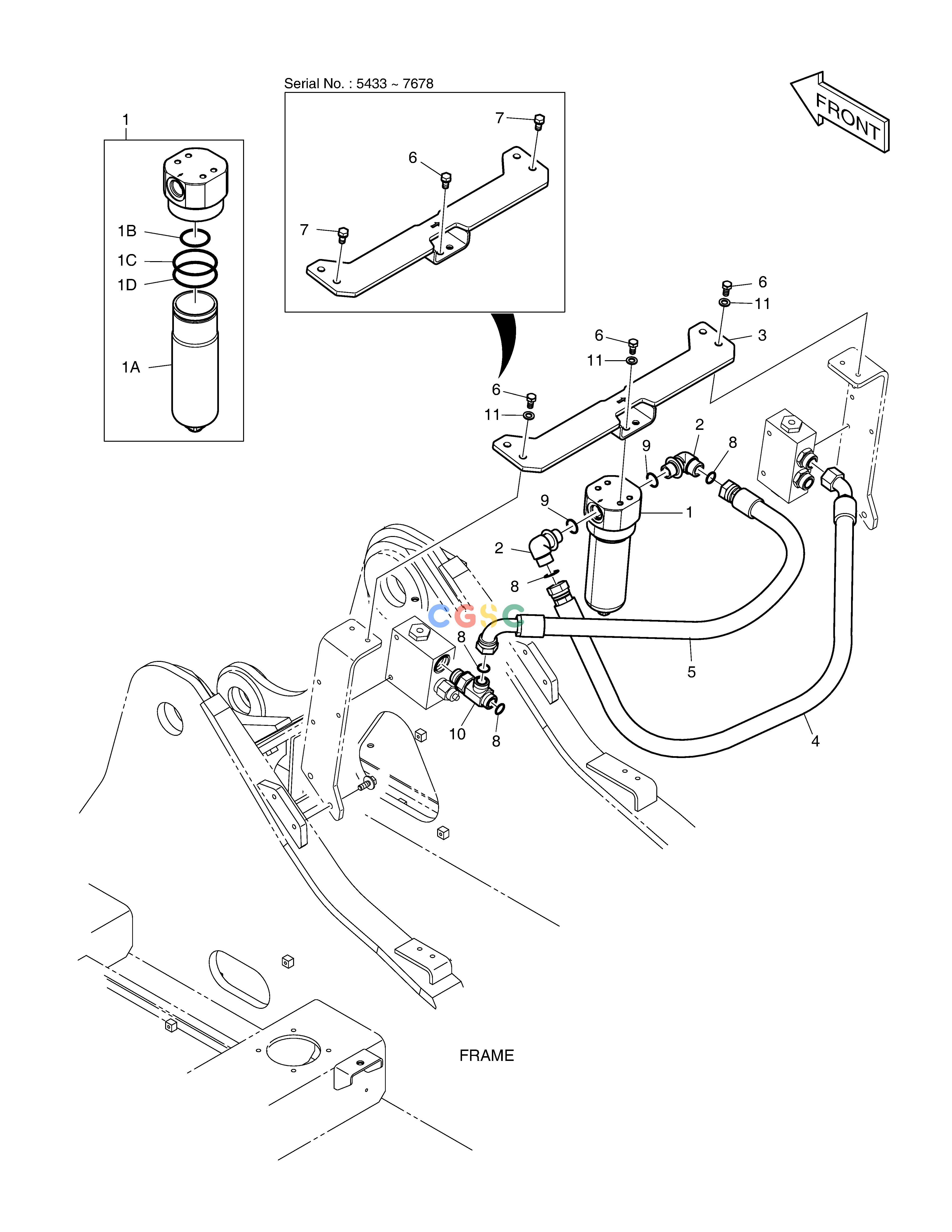 斗山零件查询TWO WAY PIPING - WITH FILTER DX225LC (S/N 5433~) Doosan parts catalog online