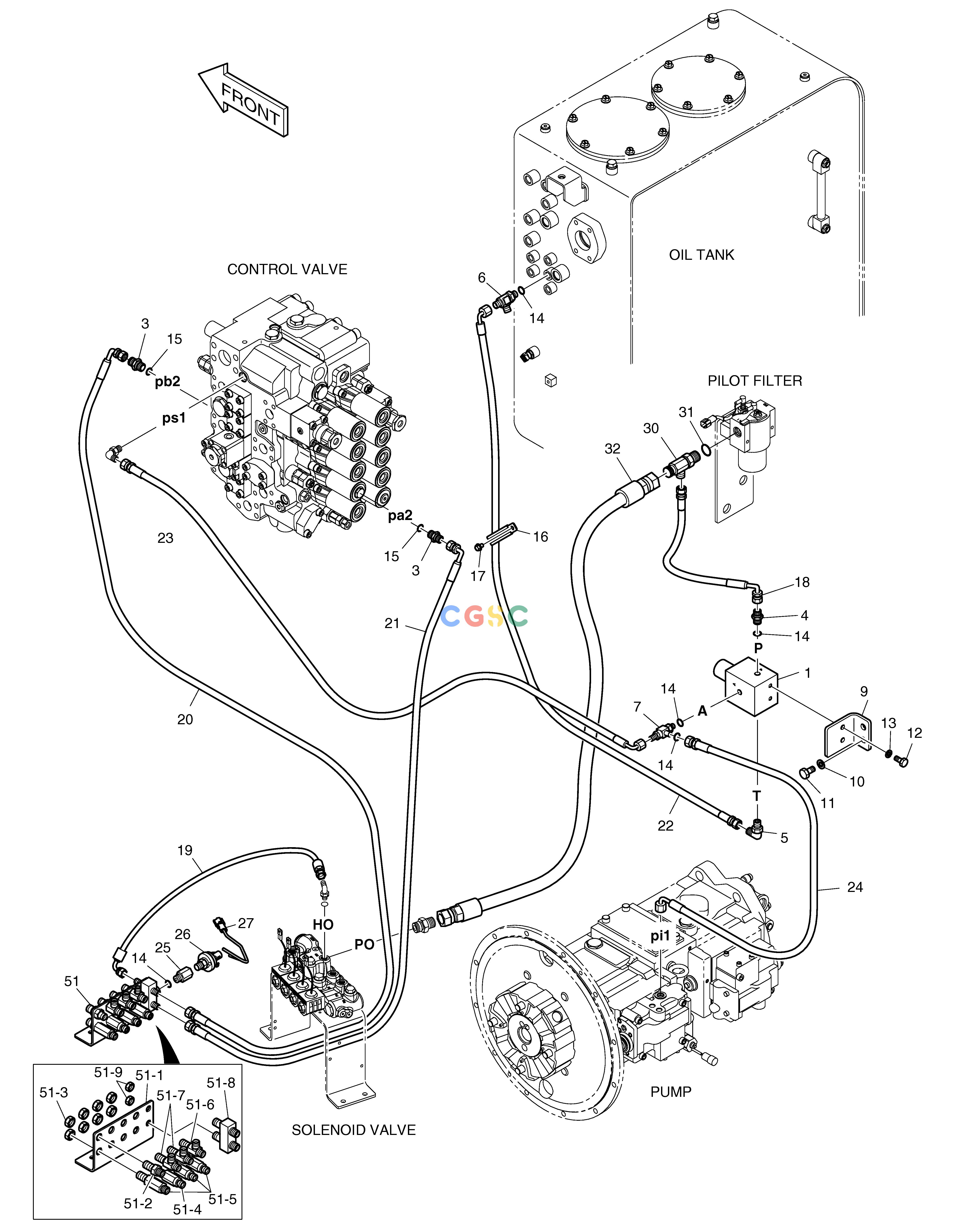 斗山零件查询PILOT PIPING - ONE OR TWO WAY DX225LC (S/N 5433~) Doosan parts catalog online