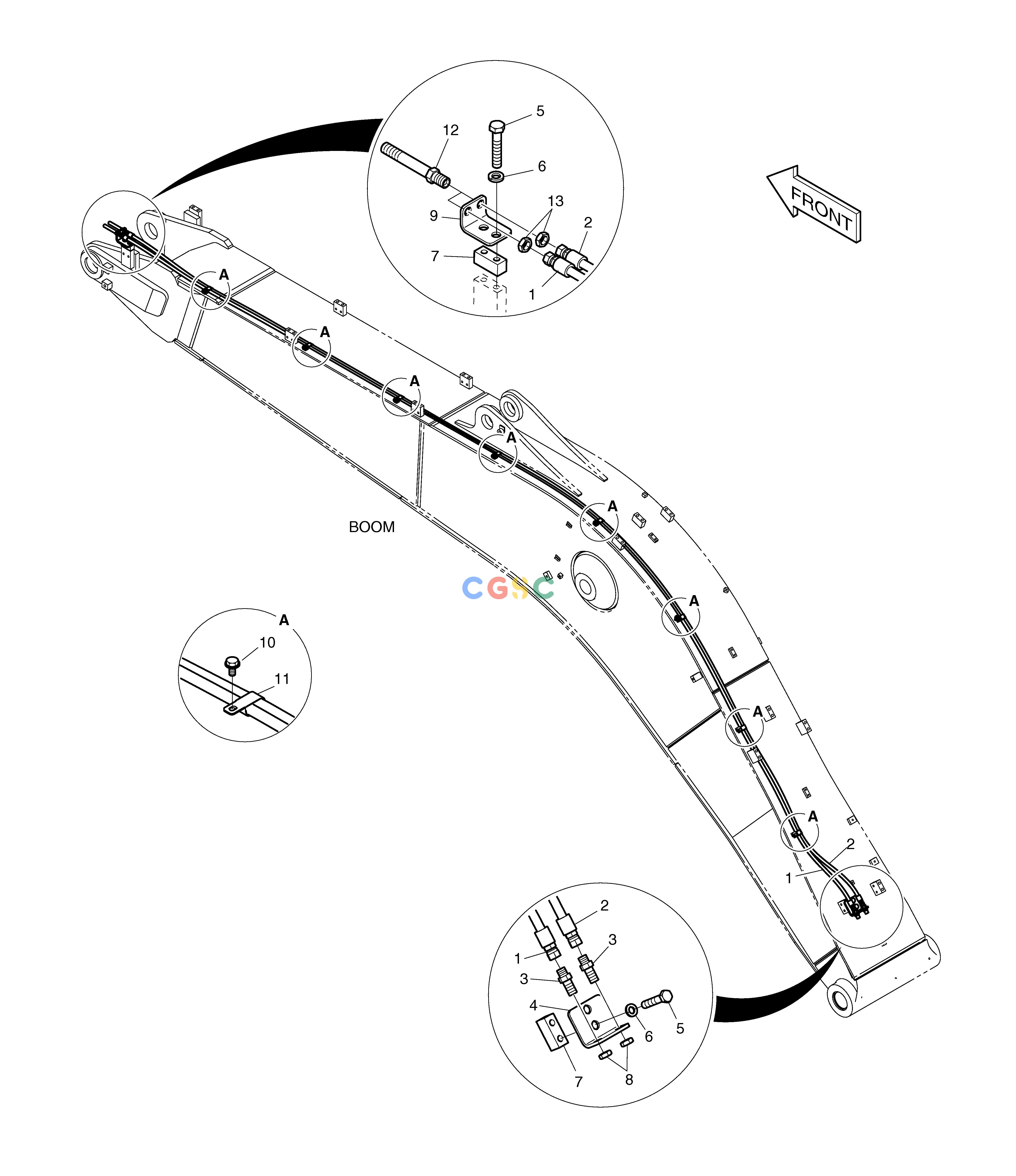 斗山零件查询BOOM PIPING - BOOM 5.7m(QUICK CLAMP) DX225LC (S/N 5433~) Doosan parts catalog online