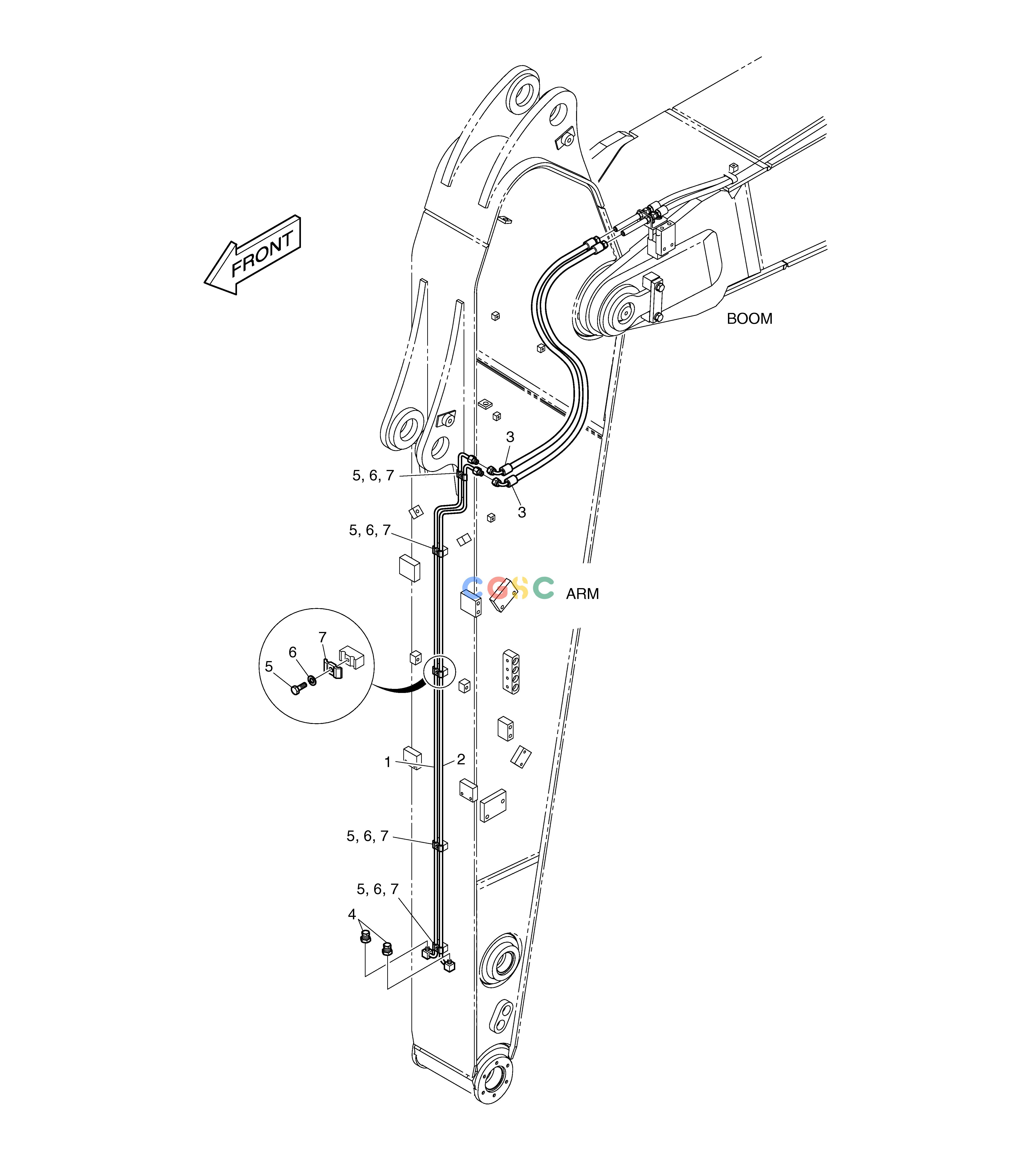 斗山零件查询ARM PIPING - ARM 2.9m(QUICK CLAMP) DX225LC (S/N 5433~) Doosan parts catalog online