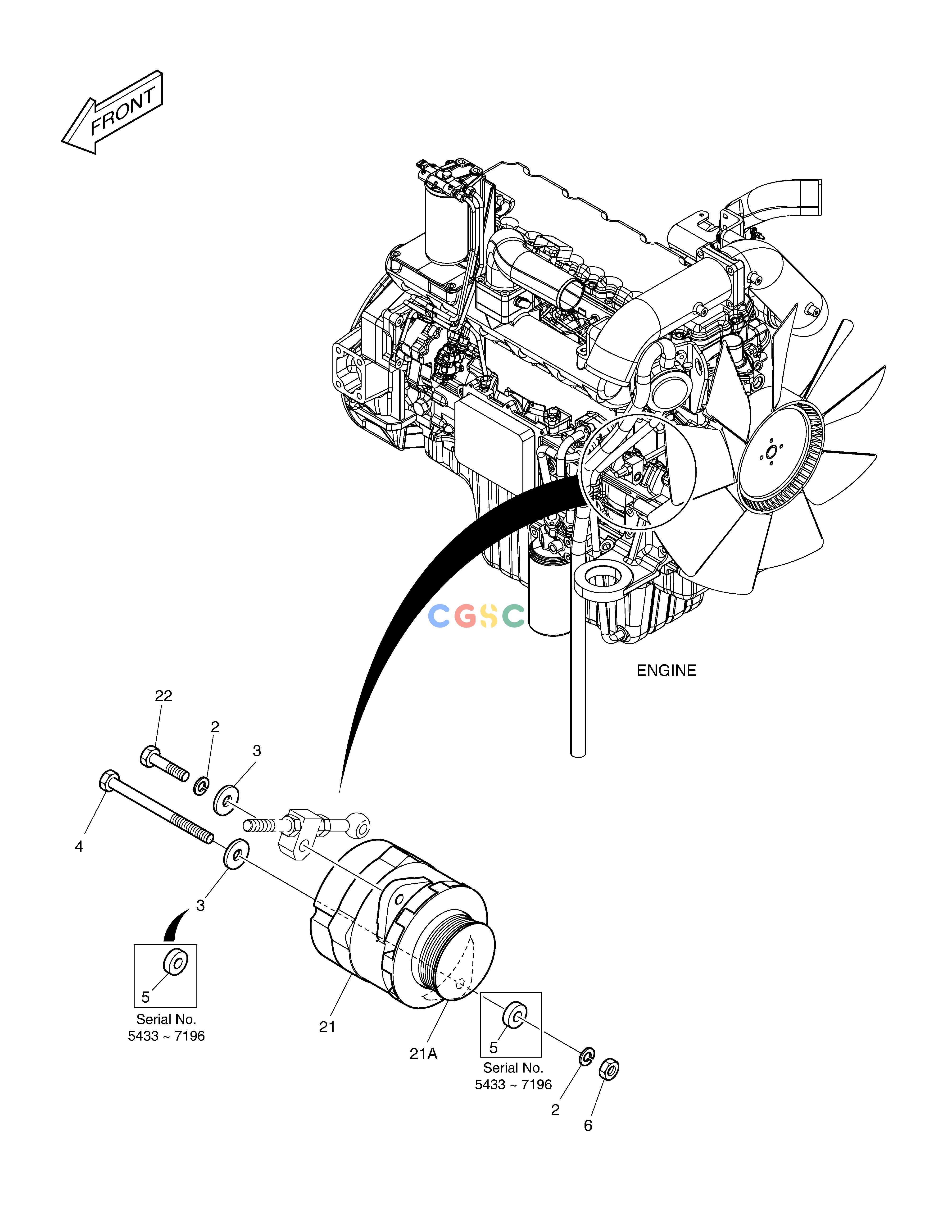 斗山零件查询ALTERNATOR - 80A DX225LC (S/N 5433~) Doosan parts catalog online