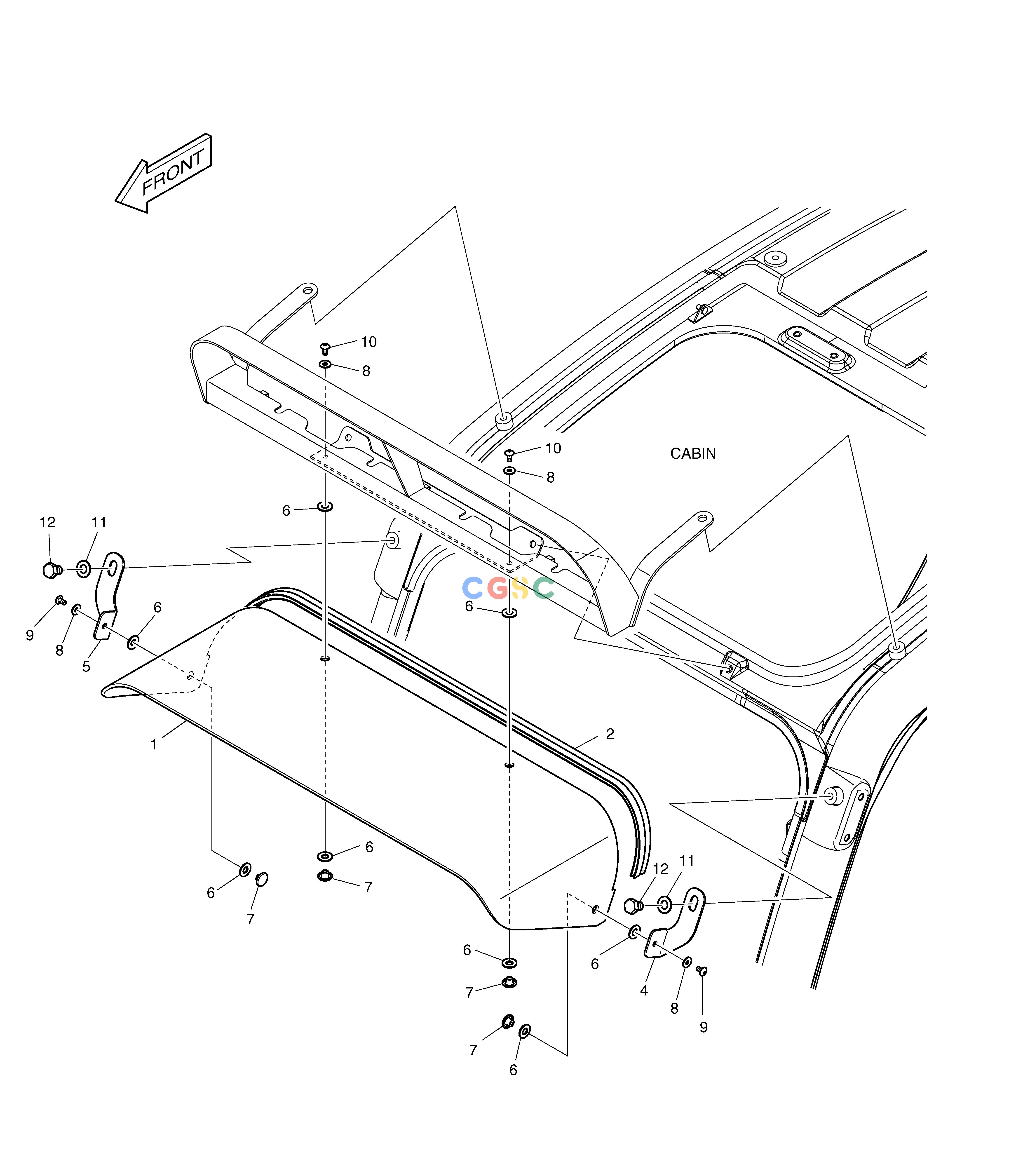 斗山零件查询RAIN SHIELD & LAMP MOUNTING DX225LC (S/N 5433~) Doosan parts catalog online