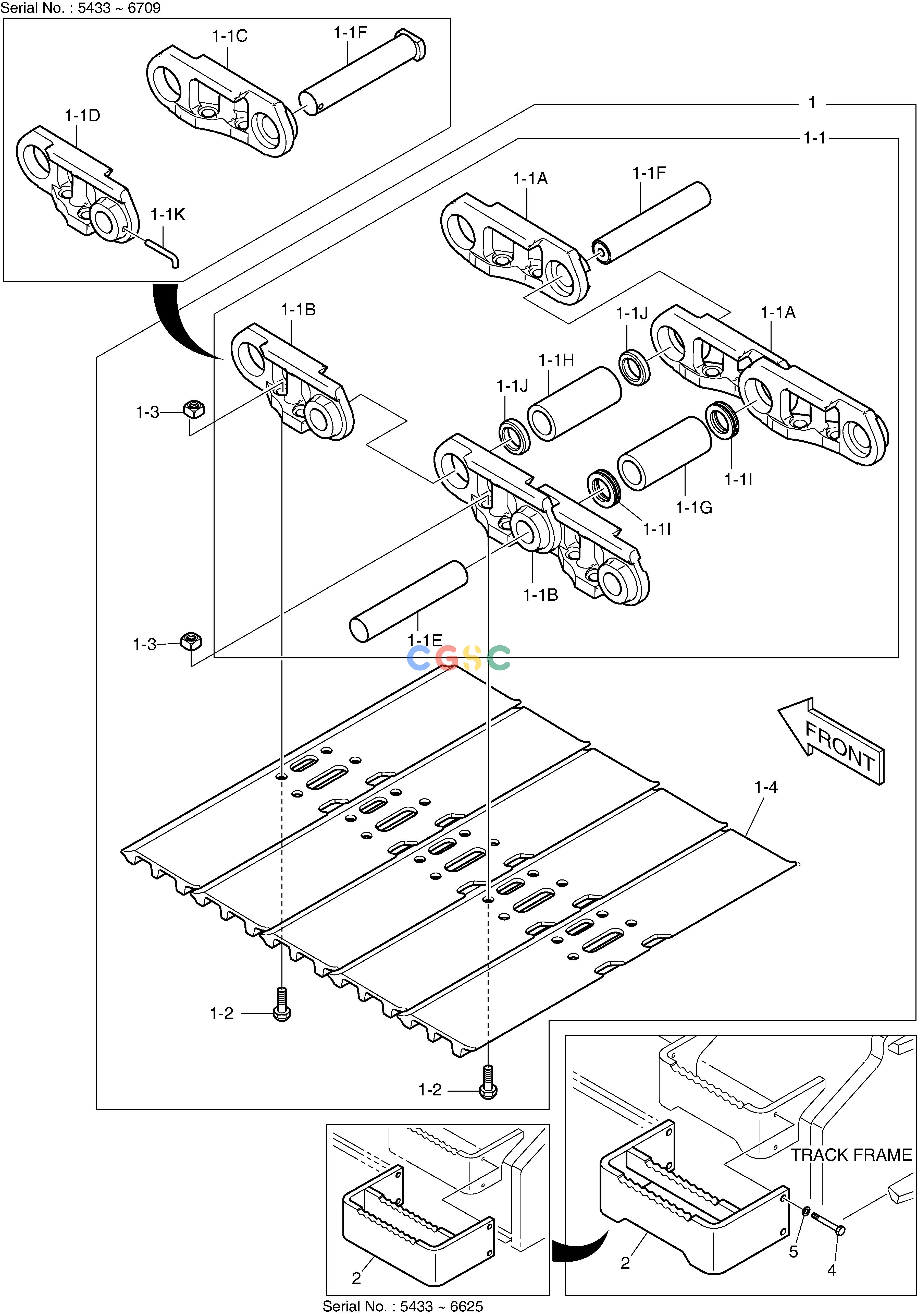 斗山零件查询TRACK SHOE ASS'Y - 900G DX225LC (S/N 5433~) Doosan parts catalog online