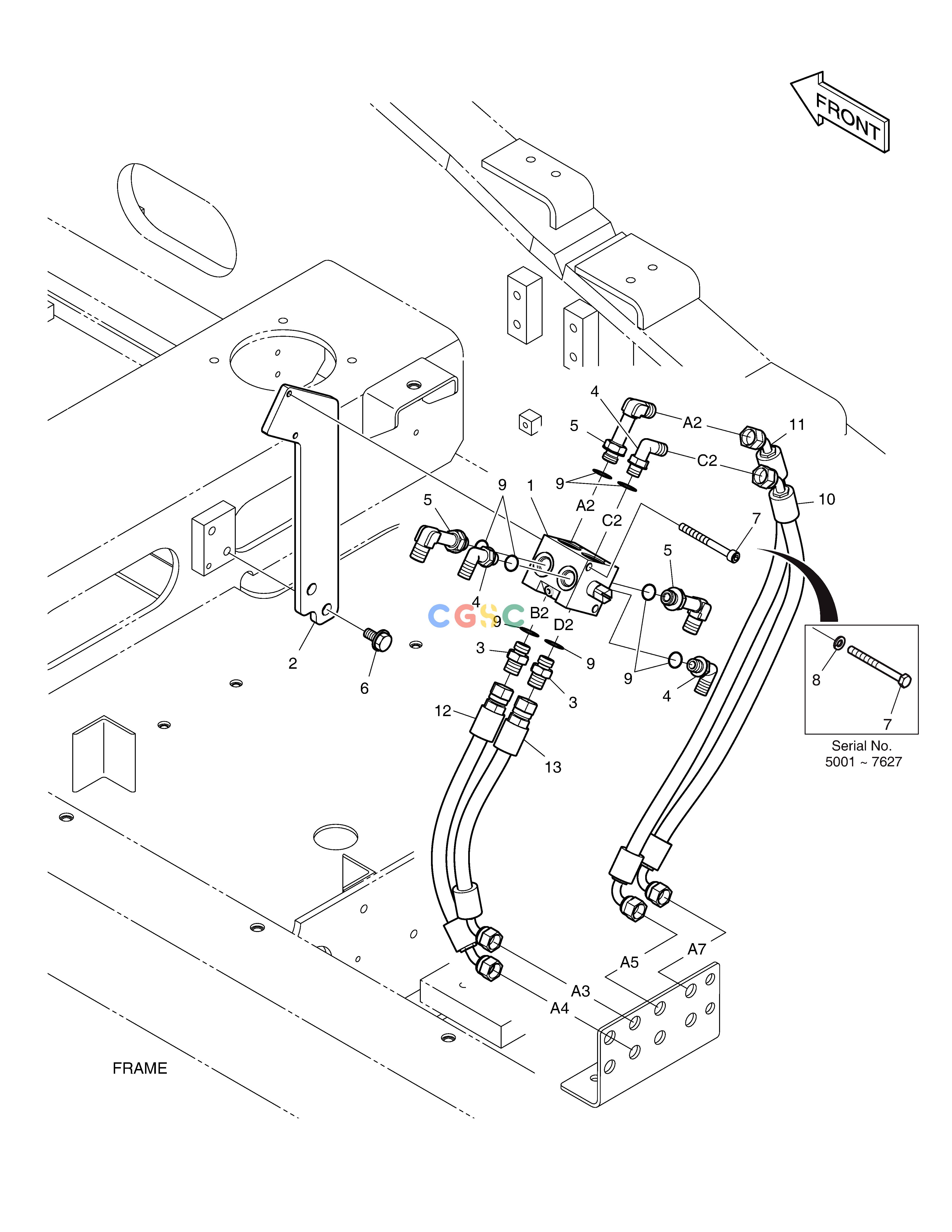 斗山零件查询PATTERN CHANGE PIPING(1) DX225LC (S/N 5433~) Doosan parts catalog online