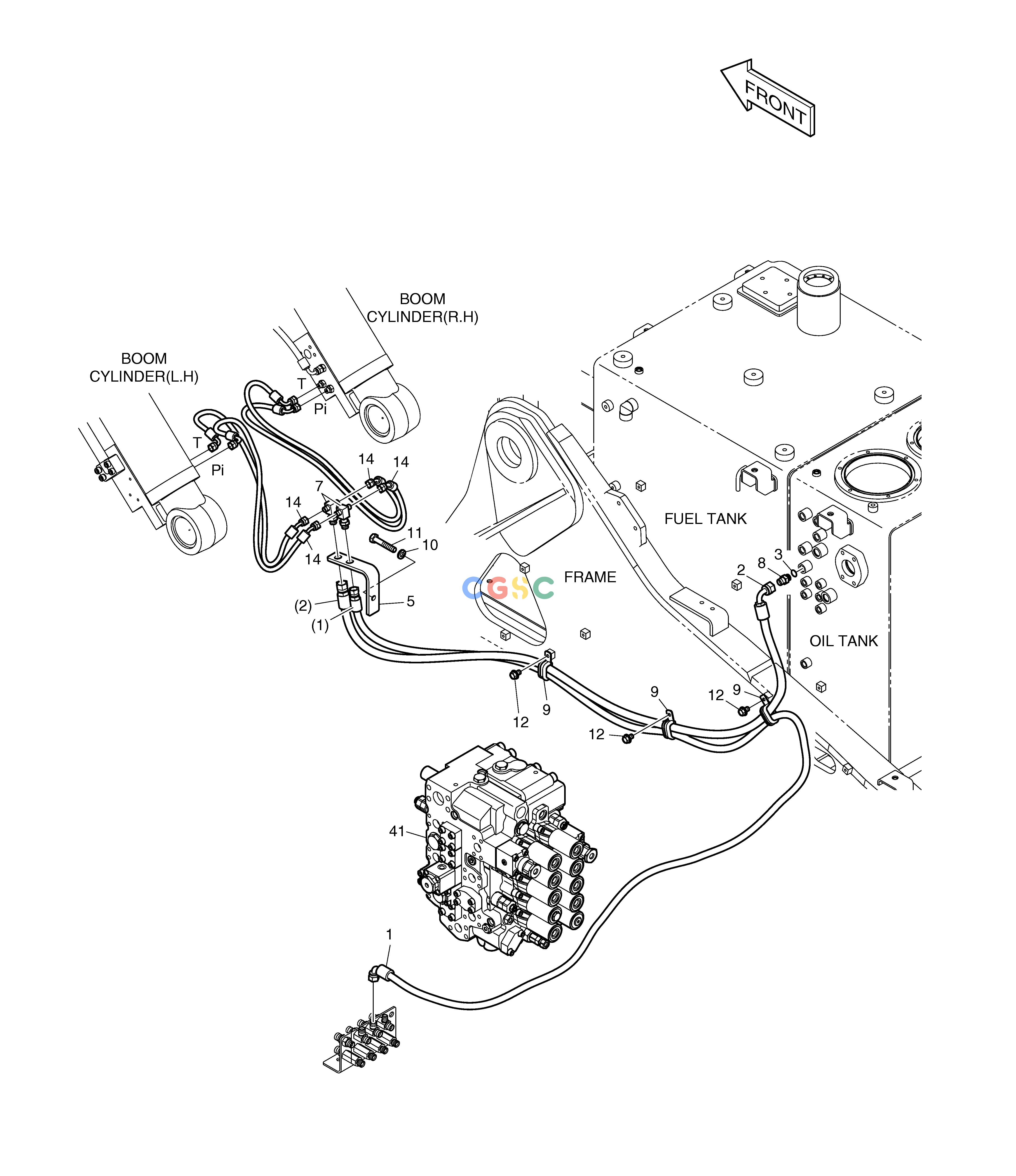 斗山零件查询LOCK VALVE PIPING - BOOM DX225LC (S/N 5433~) Doosan parts catalog online
