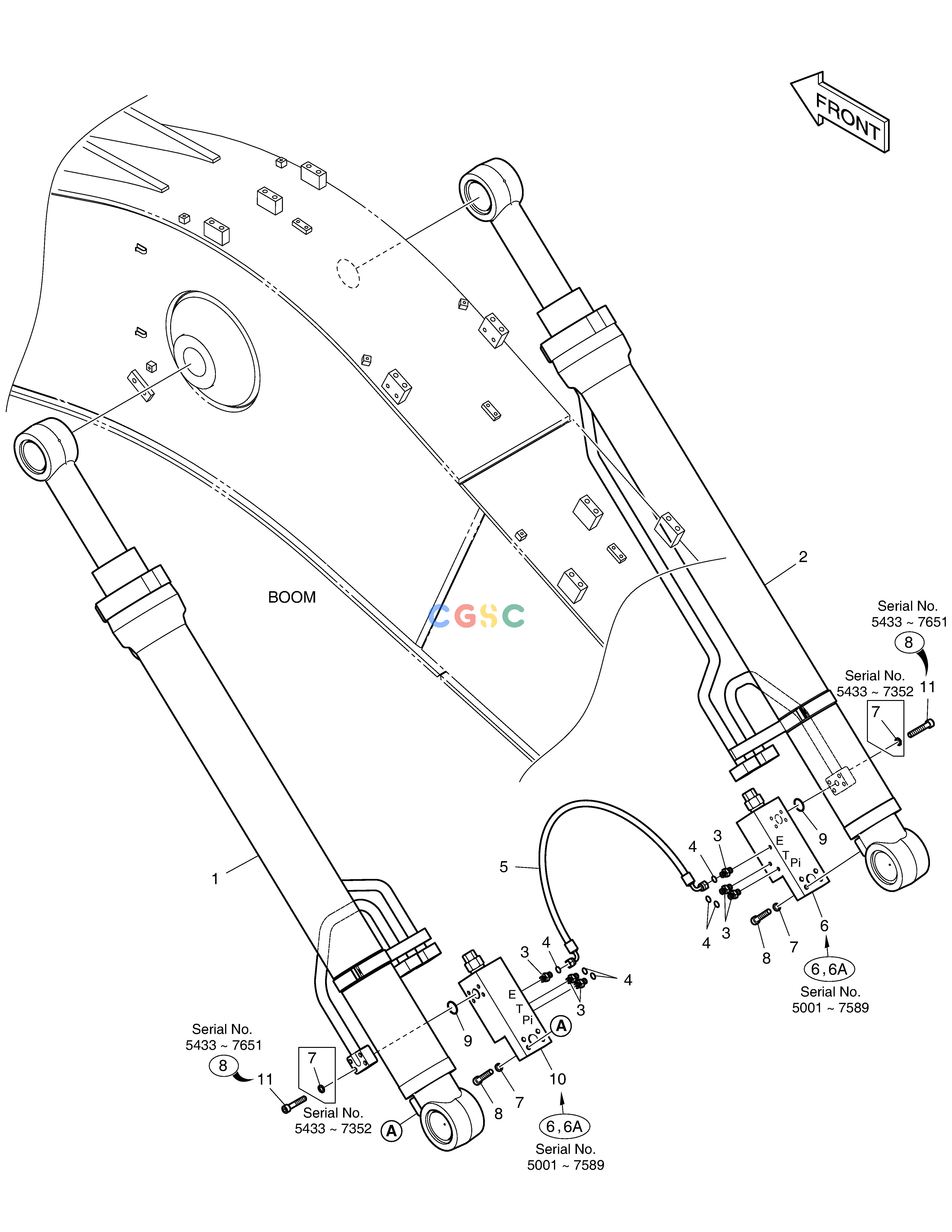 斗山零件查询BOOM PIPING - LOCK VALVE DX225LC (S/N 5433~) Doosan parts catalog online