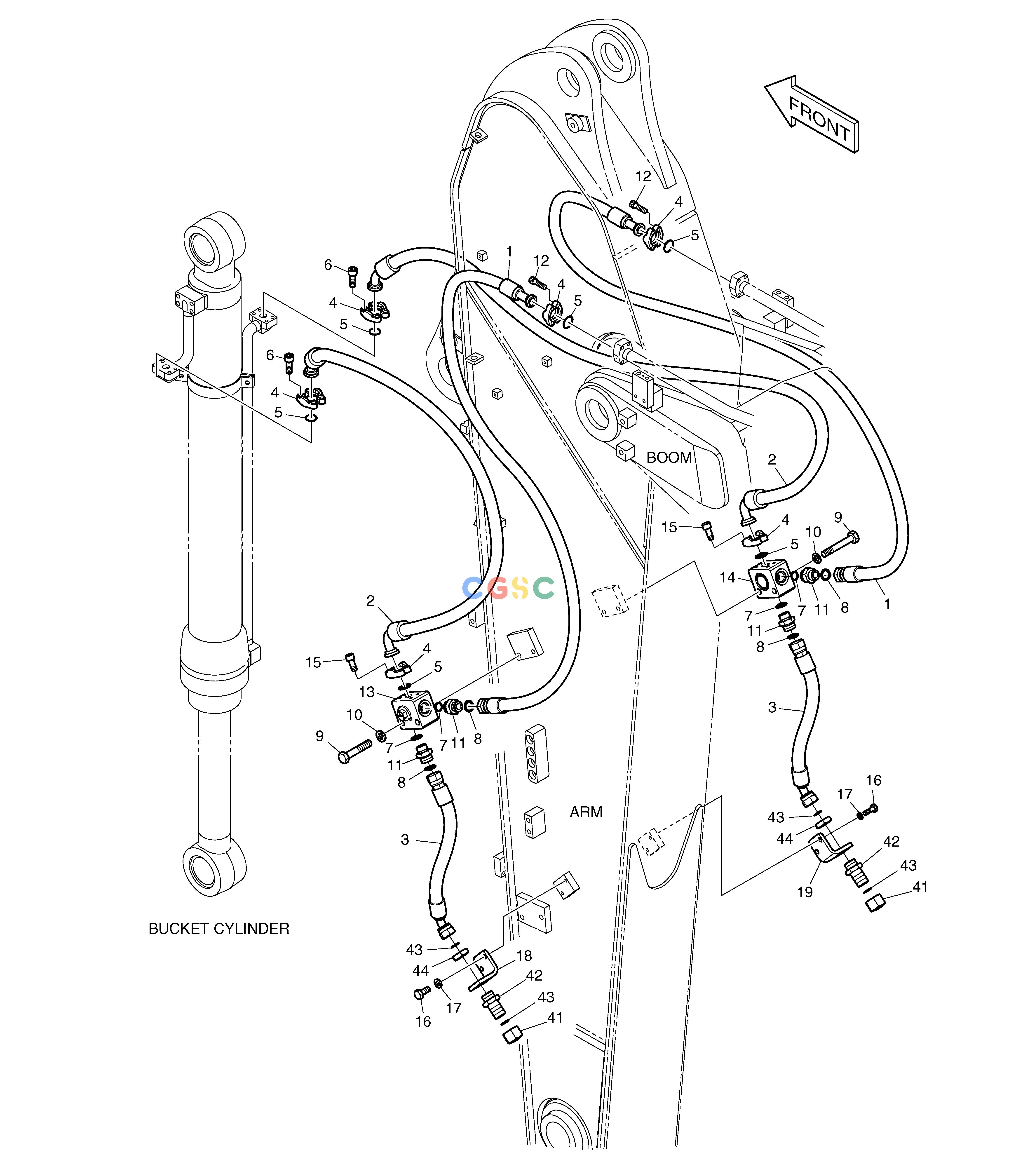 斗山零件查询ARM PIPING - ARM 2.9m(CLAMSHELL) DX225LC (S/N 5433~) Doosan parts catalog online