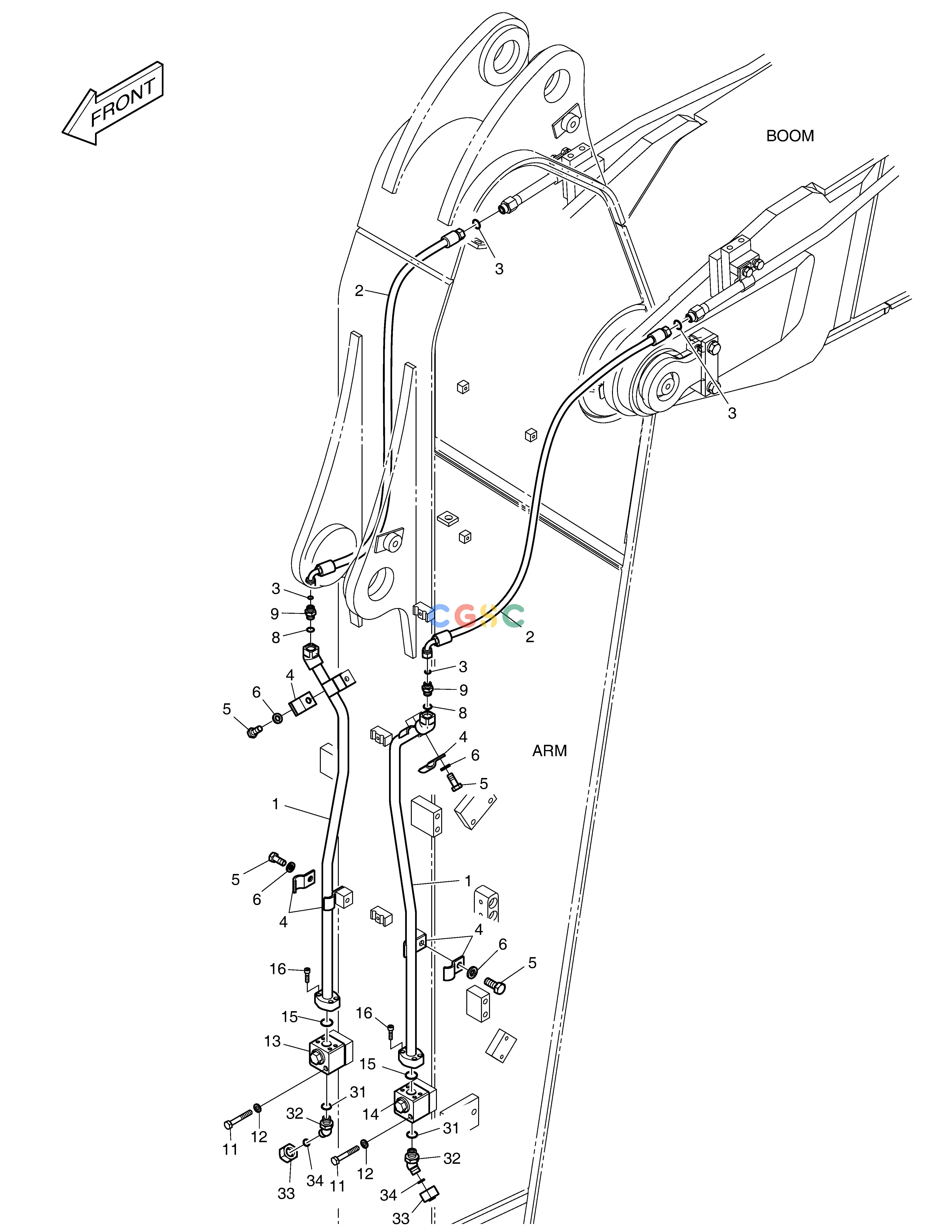 斗山零件查询ARM PIPING - ROTATING(ARM 2.9m) DX225LC (S/N 5433~) Doosan parts catalog online