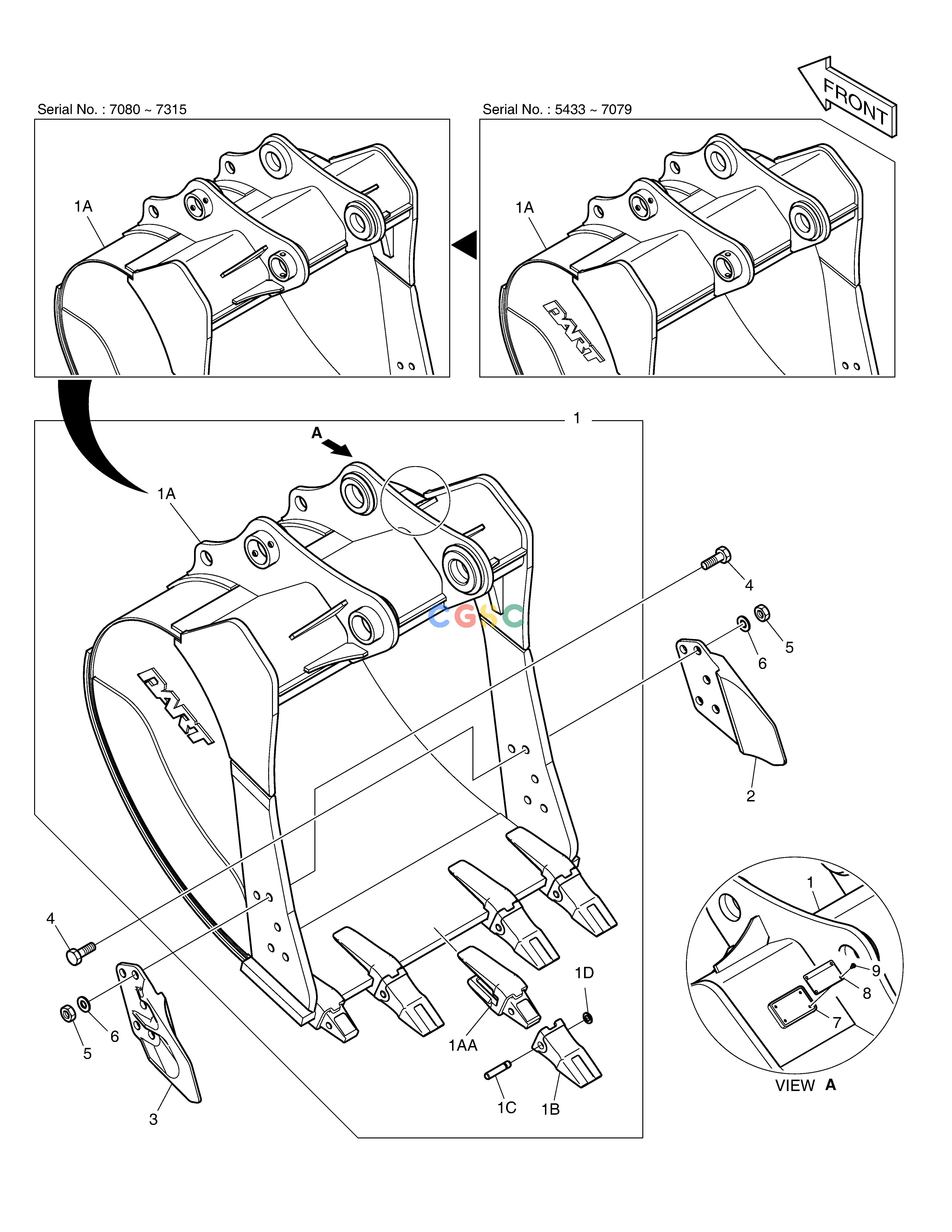 斗山零件查询BUCKET ASS'Y - 1.07m³(48") - SIDE PIN DX225LC (S/N 5433~) Doosan parts catalog online