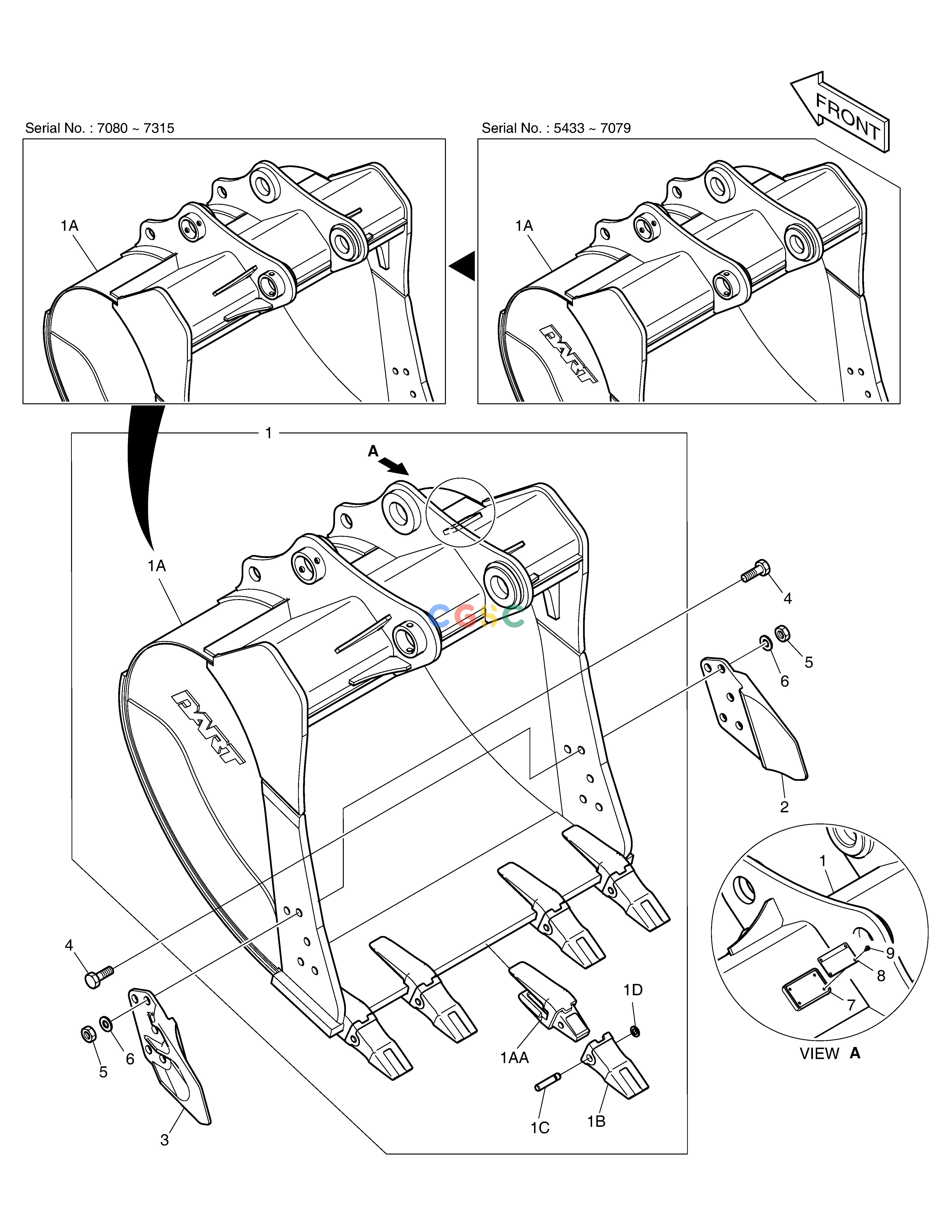 斗山零件查询BUCKET ASS'Y - 1.24m³(54") - SIDE PIN DX225LC (S/N 5433~) Doosan parts catalog online