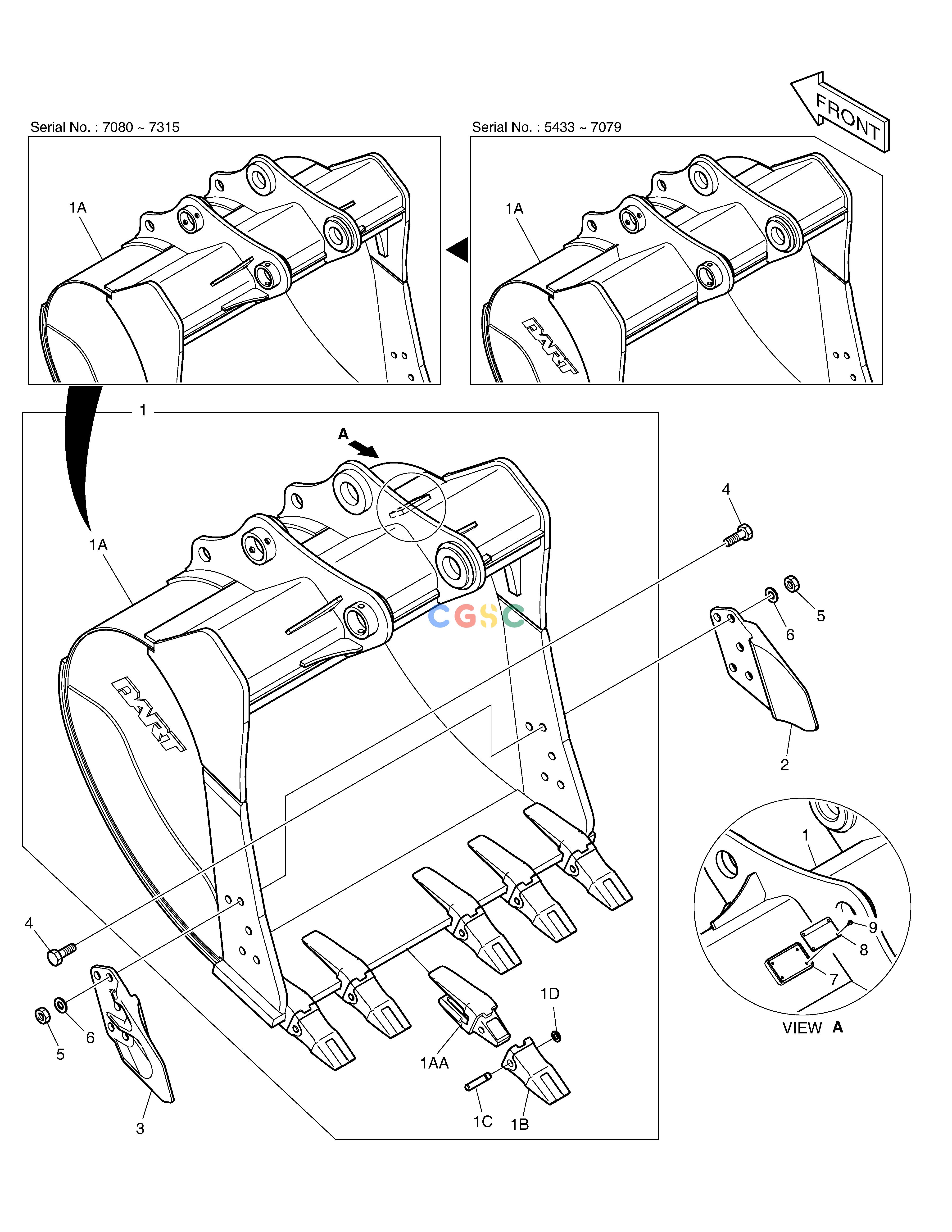 斗山零件查询BUCKET ASS'Y - 1.32m³(57") - SIDE PIN DX225LC (S/N 5433~) Doosan parts catalog online