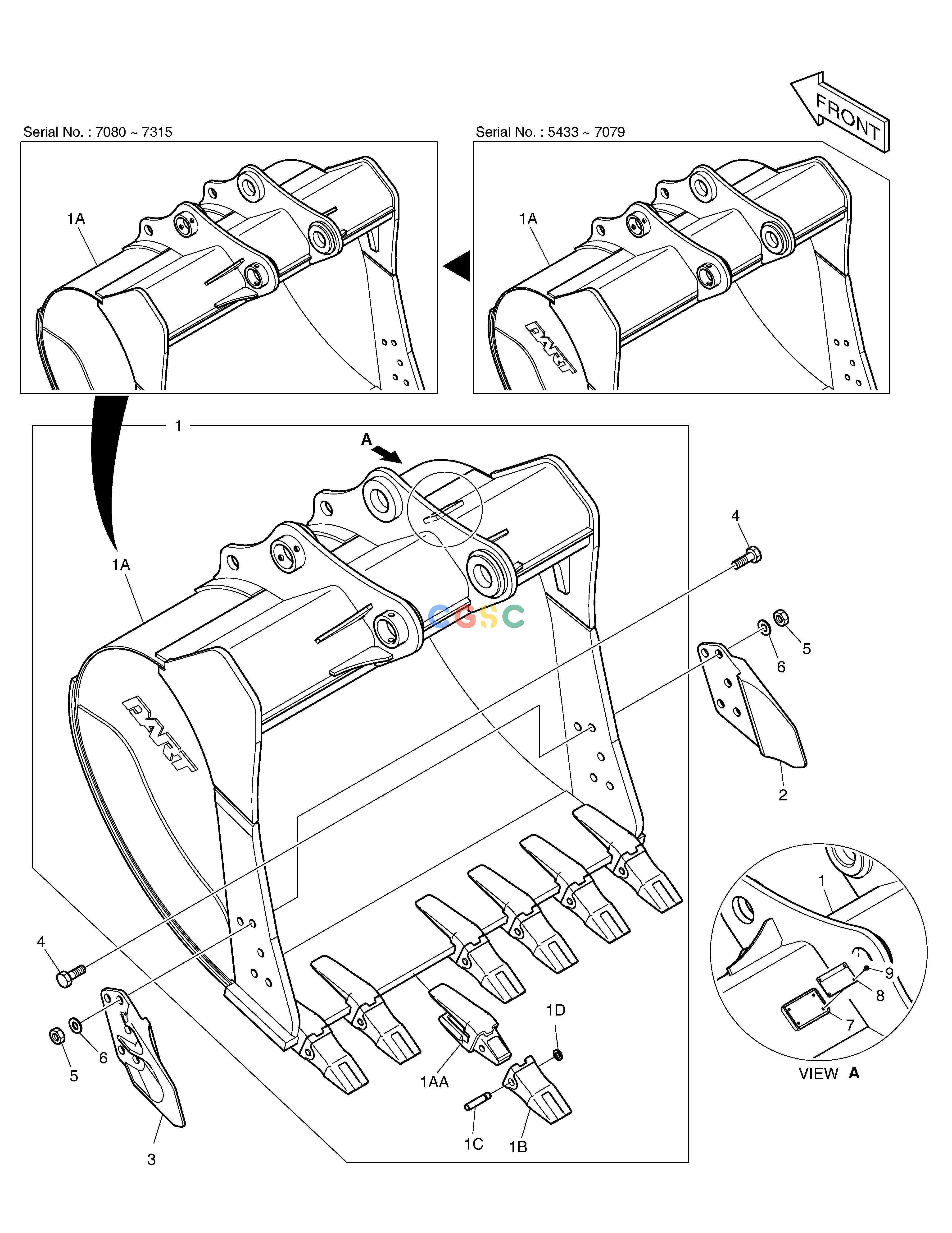 斗山零件查询BUCKET ASS'Y - 1.49m³(63") - SIDE PIN DX225LC (S/N 5433~) Doosan parts catalog online