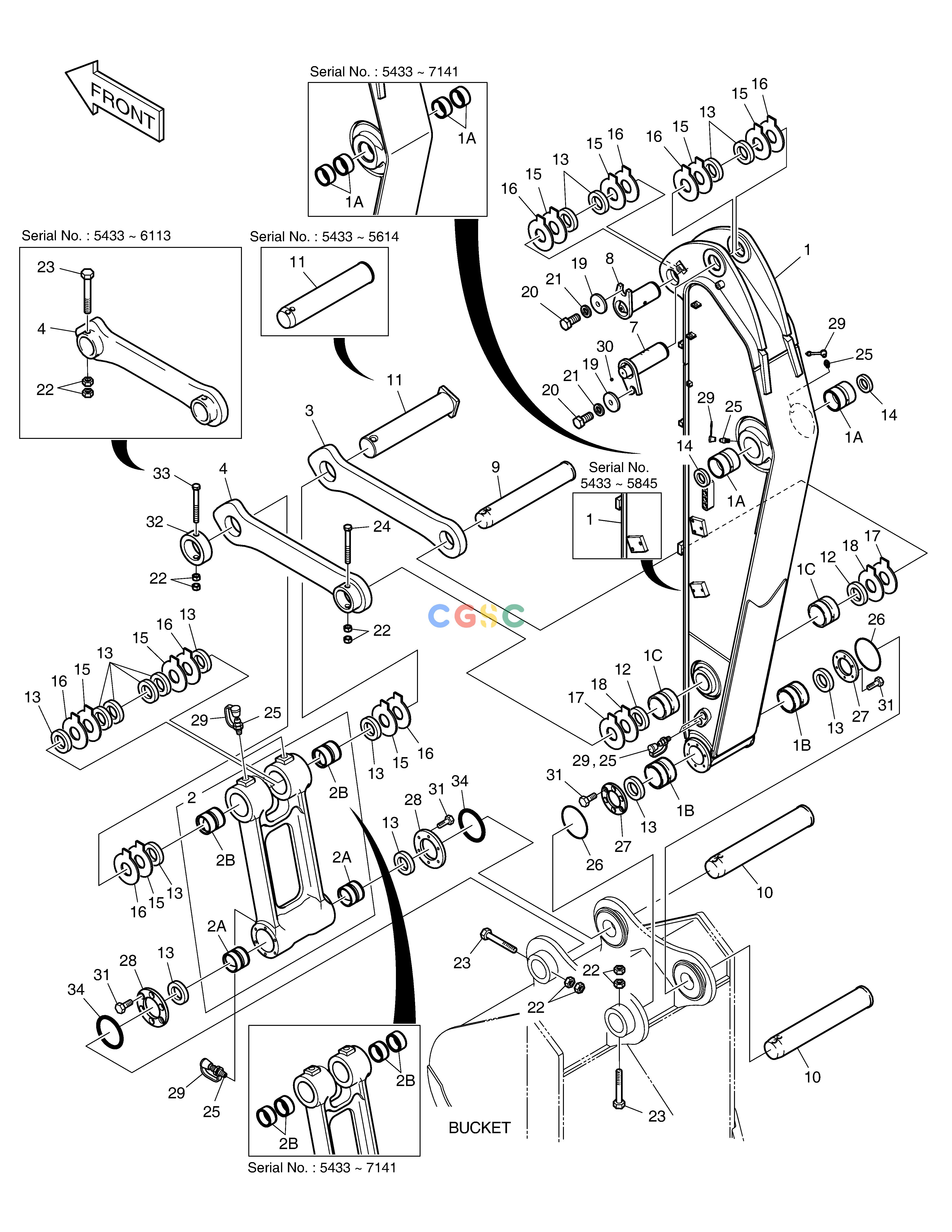 斗山零件查询ARM - 2.0m DX225LC (S/N 5433~) Doosan parts catalog online