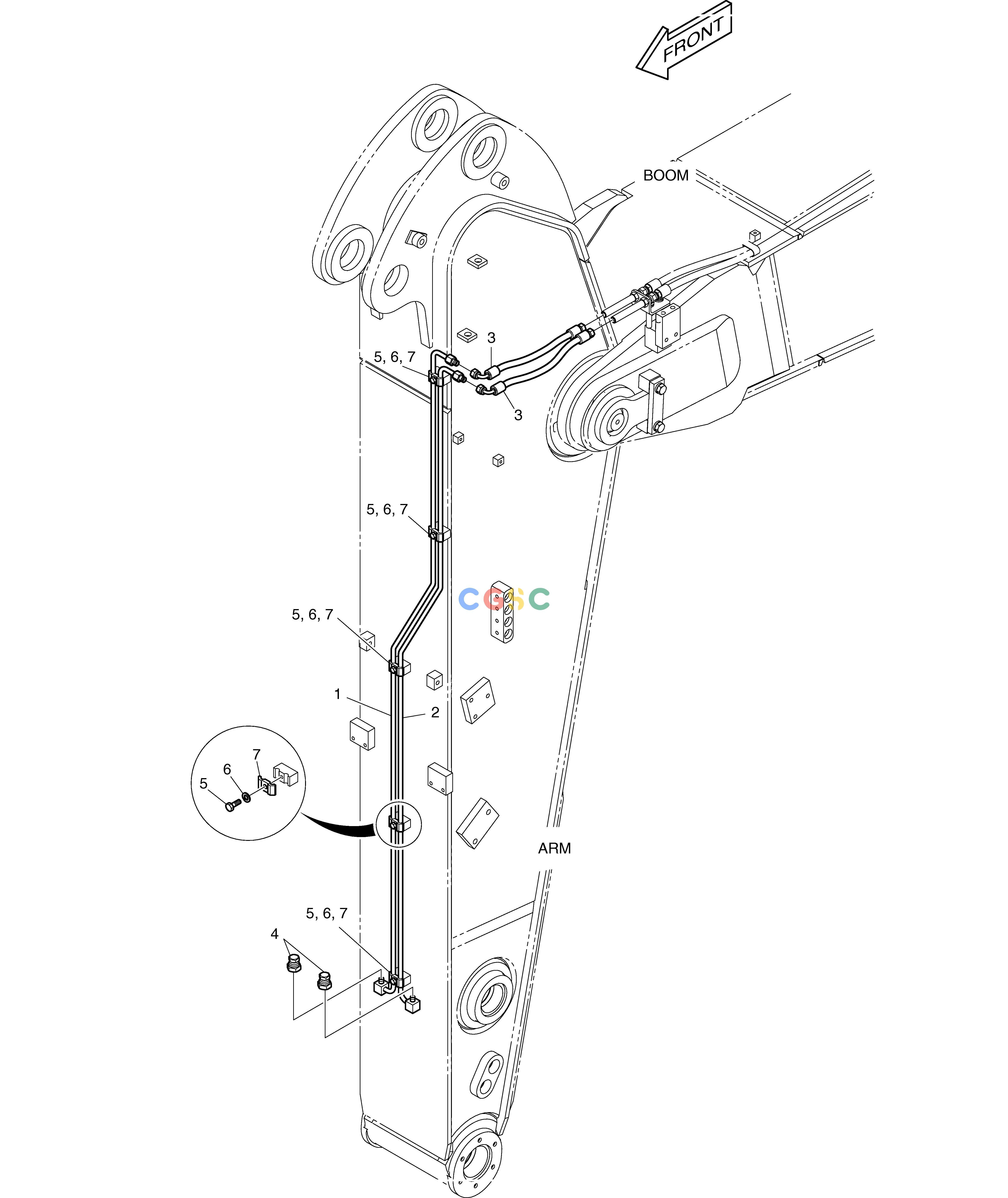 斗山零件查询ARM PIPING - ARM 2.0m(QUICK CLAMP) DX225LC (S/N 5433~) Doosan parts catalog online