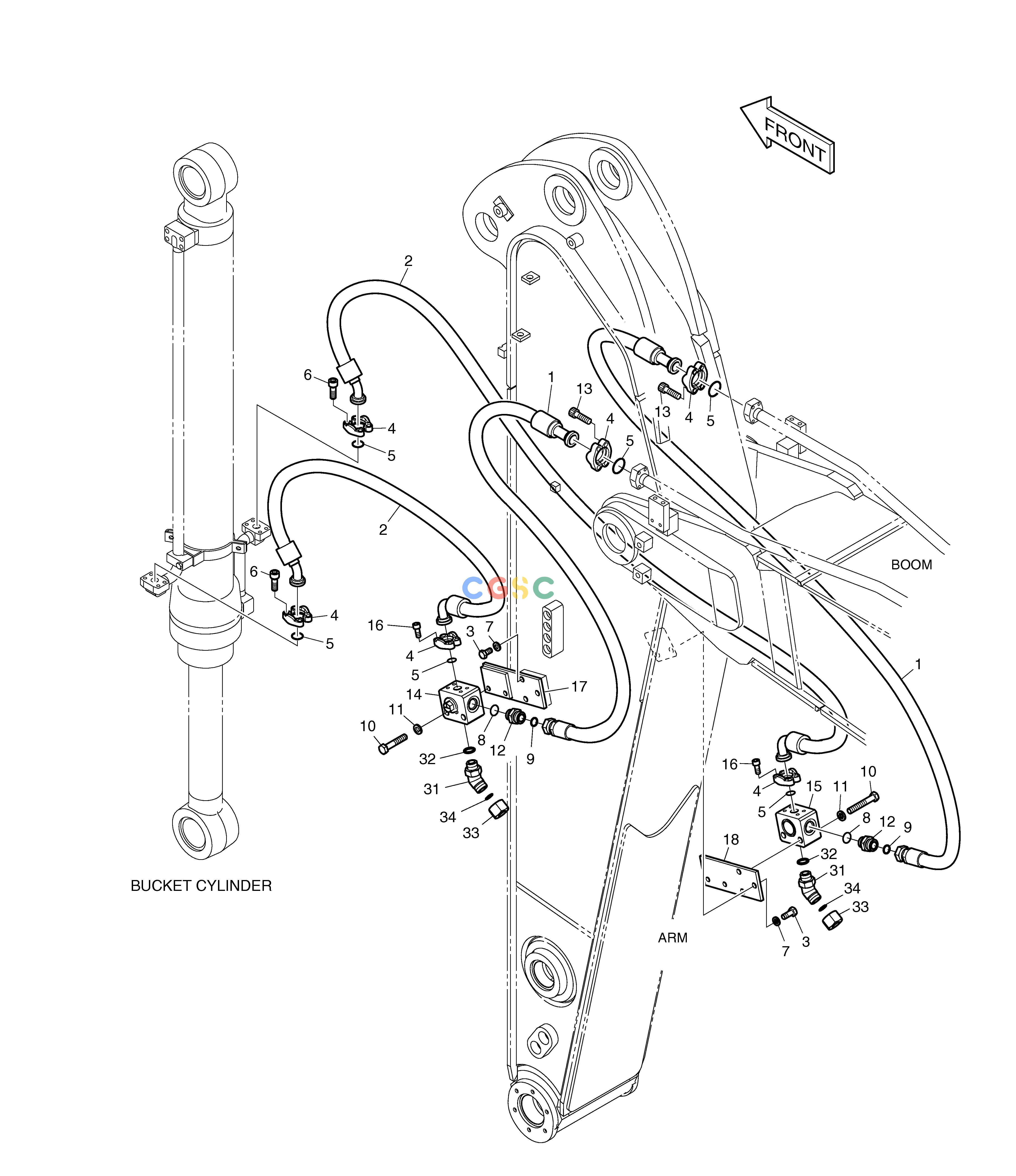 斗山零件查询ARM PIPING - ARM 2.0m(CLAMSHELL) DX225LC (S/N 5433~) Doosan parts catalog online