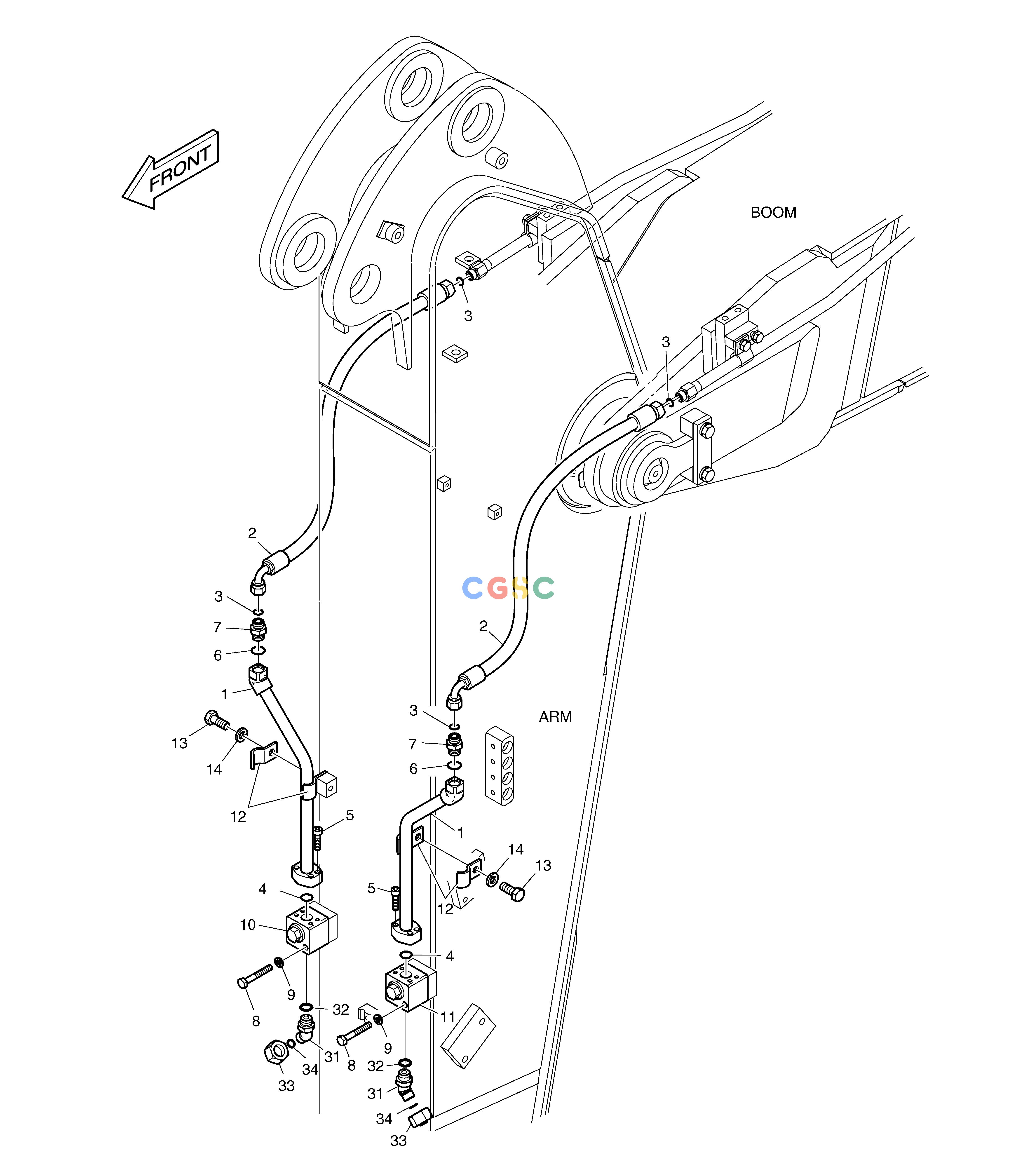 斗山零件查询ARM PIPING - ARM 2.0m(ROTATING) DX225LC (S/N 5433~) Doosan parts catalog online
