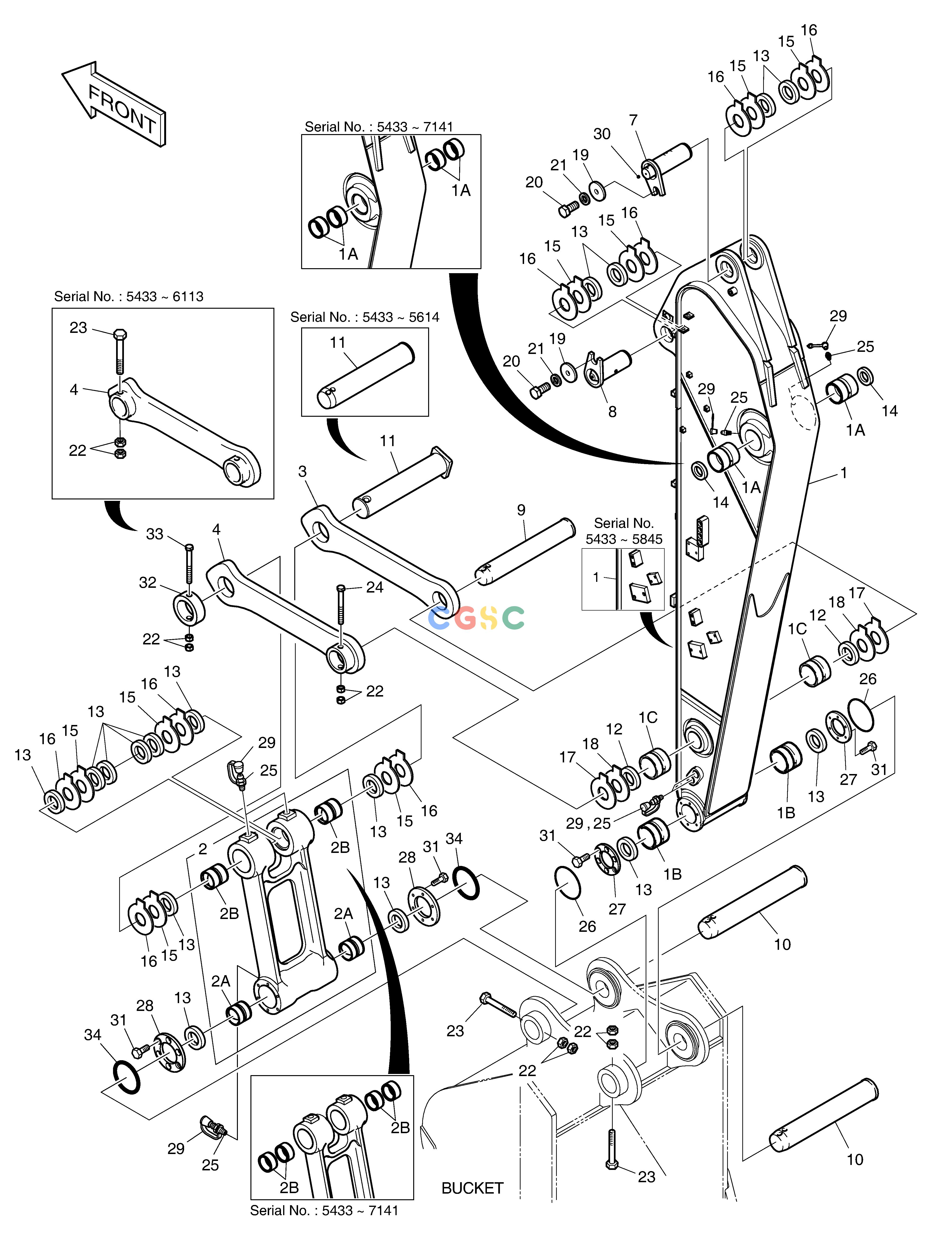 斗山零件查询ARM - 2.4m DX225LC (S/N 5433~) Doosan parts catalog online