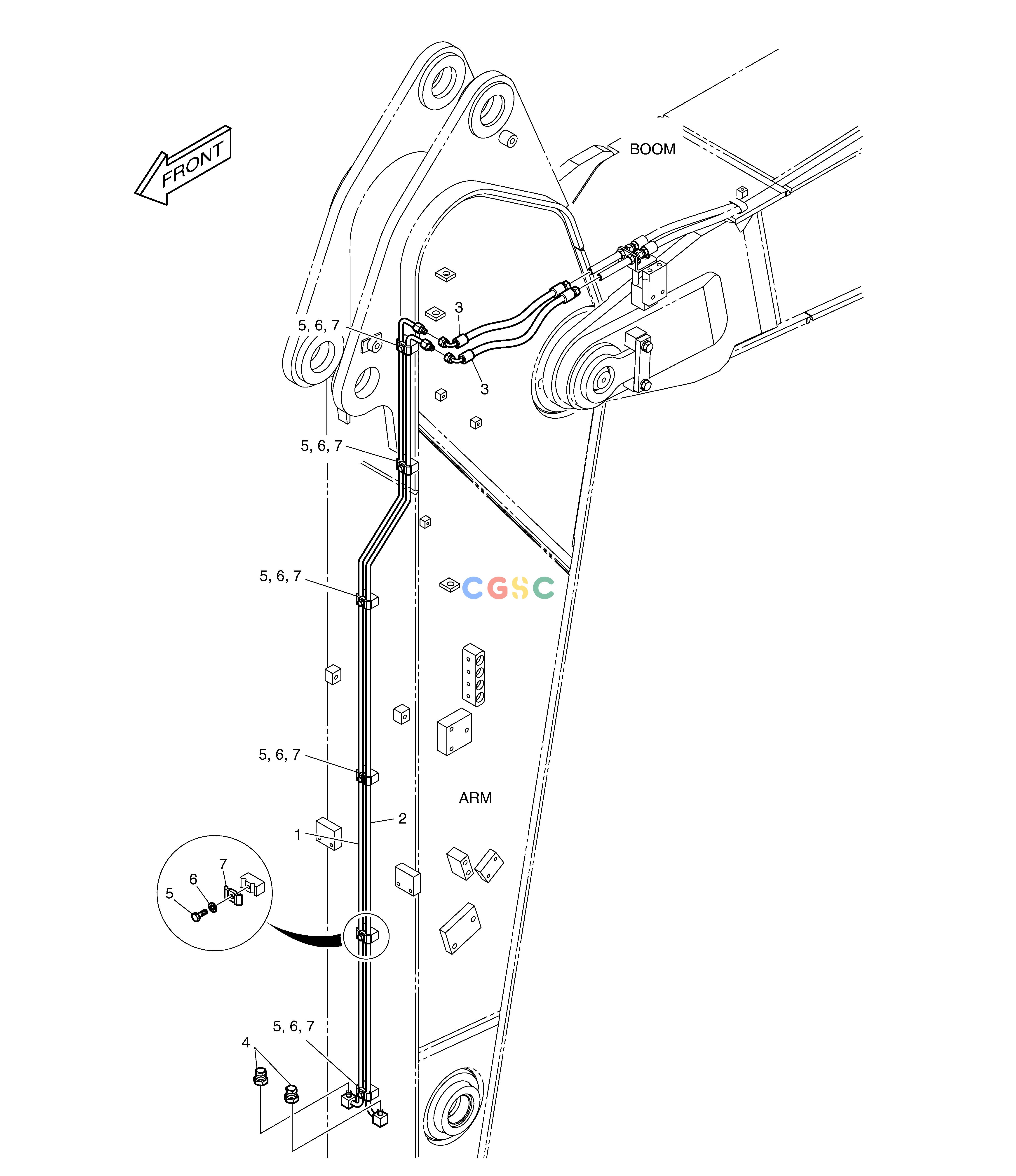 斗山零件查询ARM PIPING - ARM 2.4m(QUICK CLAMP) DX225LC (S/N 5433~) Doosan parts catalog online
