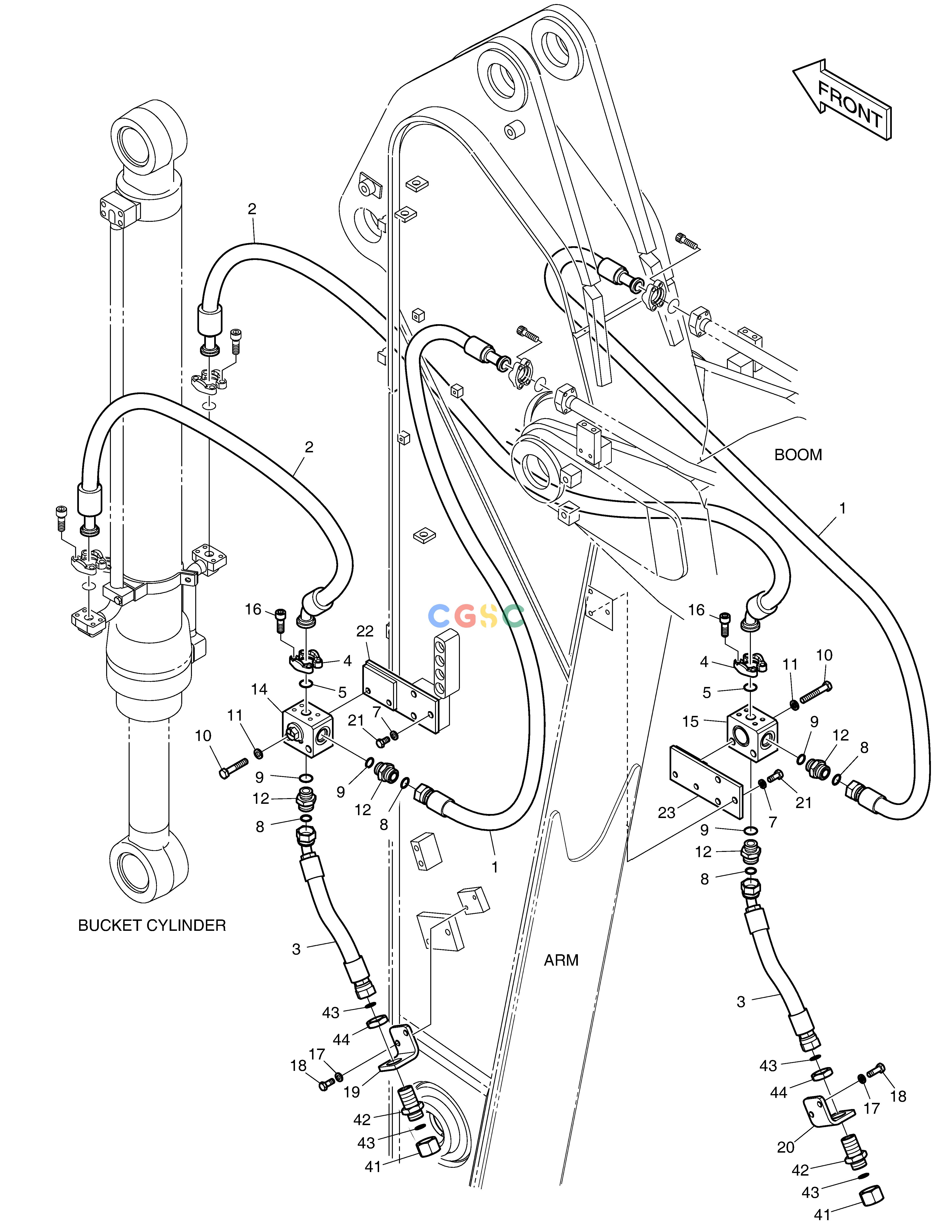 斗山零件查询ARM PIPING - ARM 2.4m(CLAMSHELL) DX225LC (S/N 5433~) Doosan parts catalog online