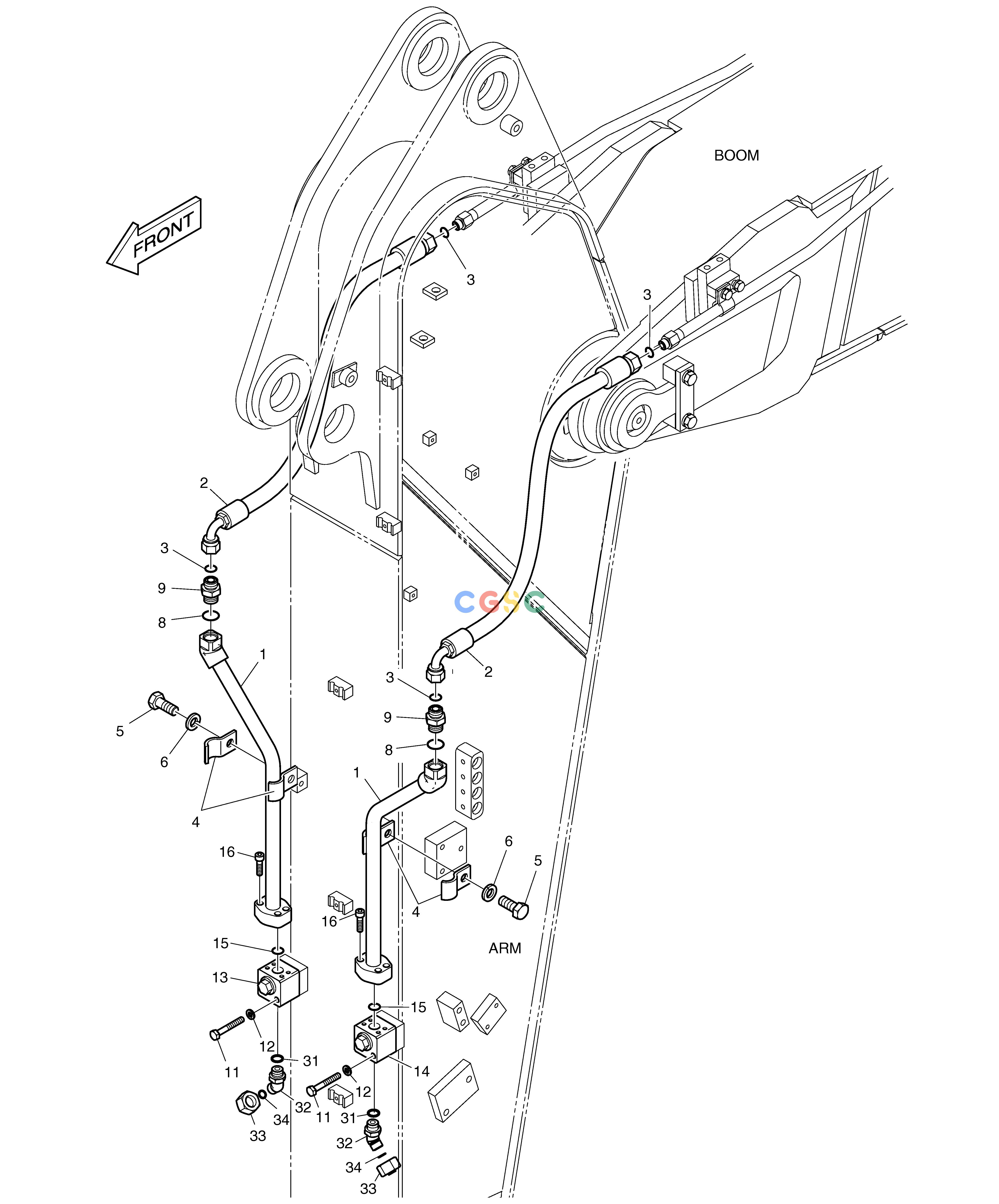 斗山零件查询ARM PIPING - ARM 2.4m(ROTATING) DX225LC (S/N 5433~) Doosan parts catalog online