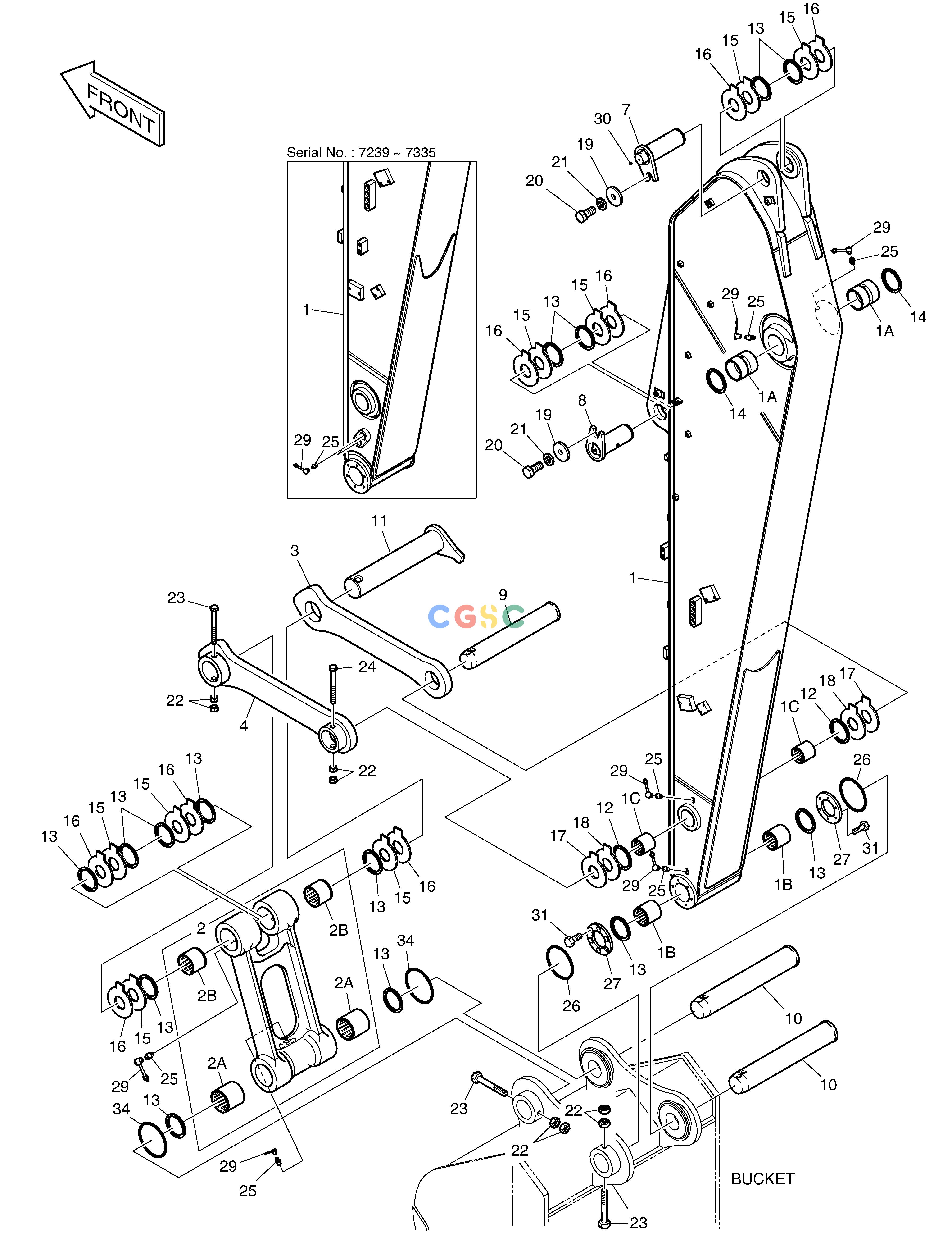 斗山零件查询ARM - 3.5m DX225LC (S/N 5433~) Doosan parts catalog online