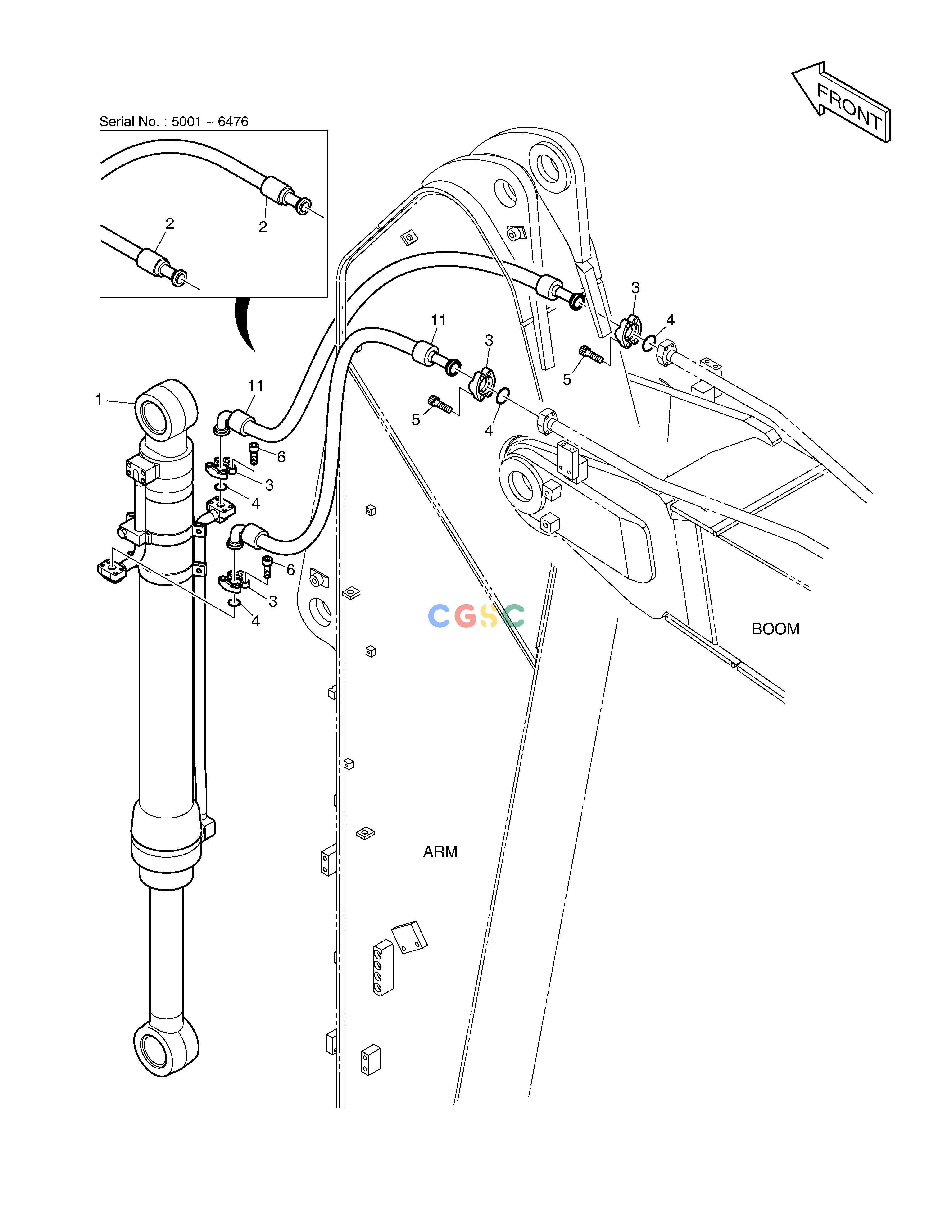 斗山零件查询ARM PIPING - ARM 3.5m DX225LC (S/N 5433~) Doosan parts catalog online