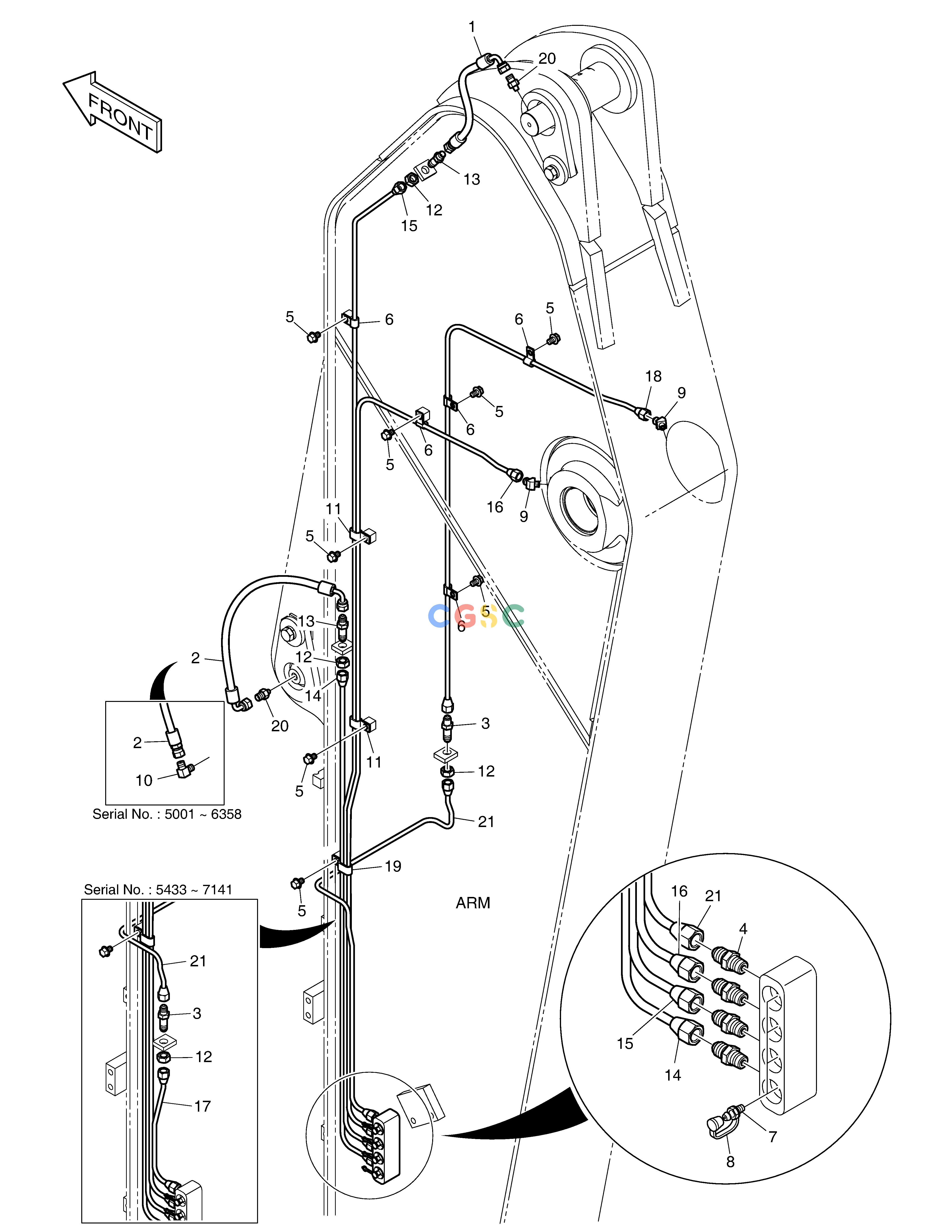 斗山零件查询LUBRICATION PIPING - ARM 3.5m DX225LC (S/N 5433~) Doosan parts catalog online