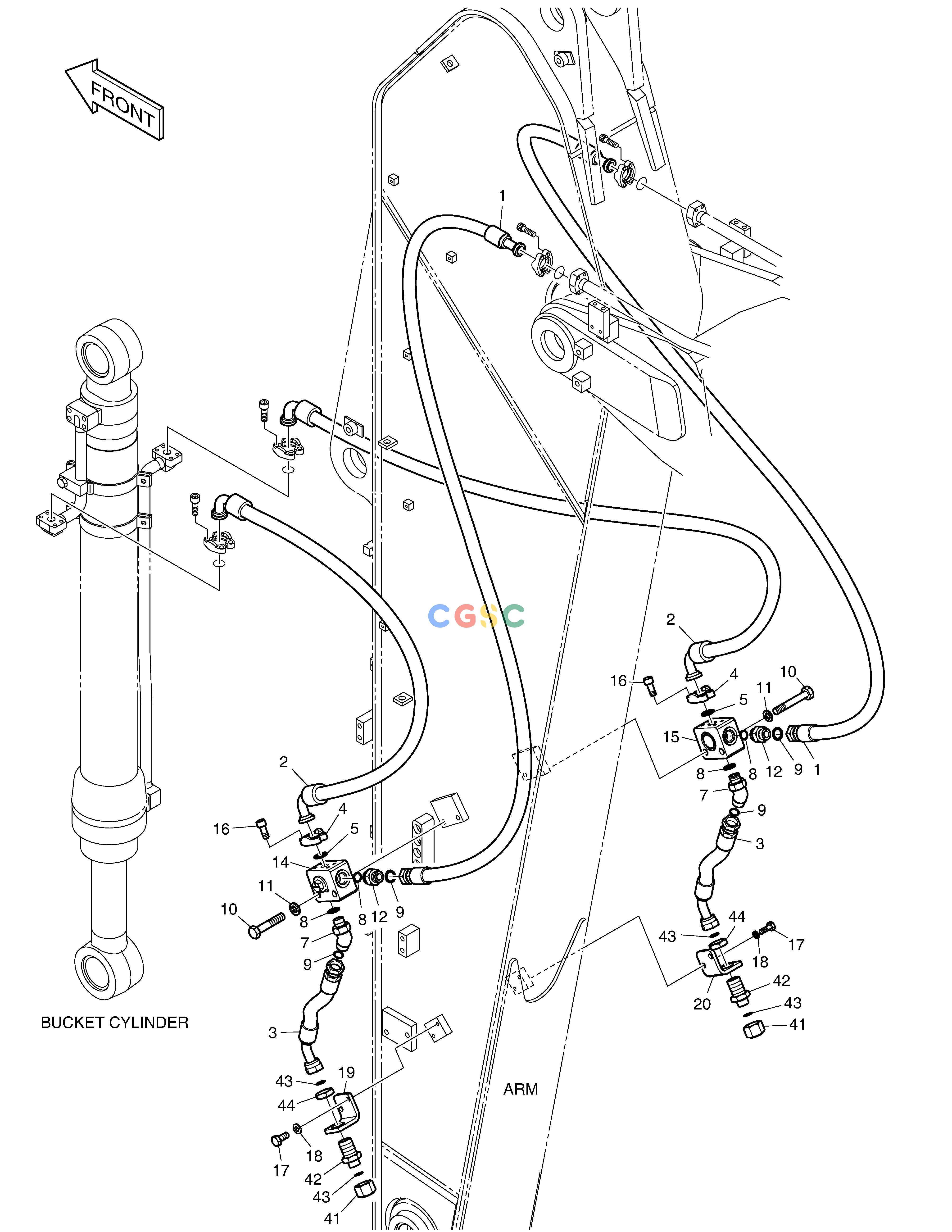 斗山零件查询ARM PIPING - ARM 3.5m(CLAMSHELL) DX225LC (S/N 5433~) Doosan parts catalog online