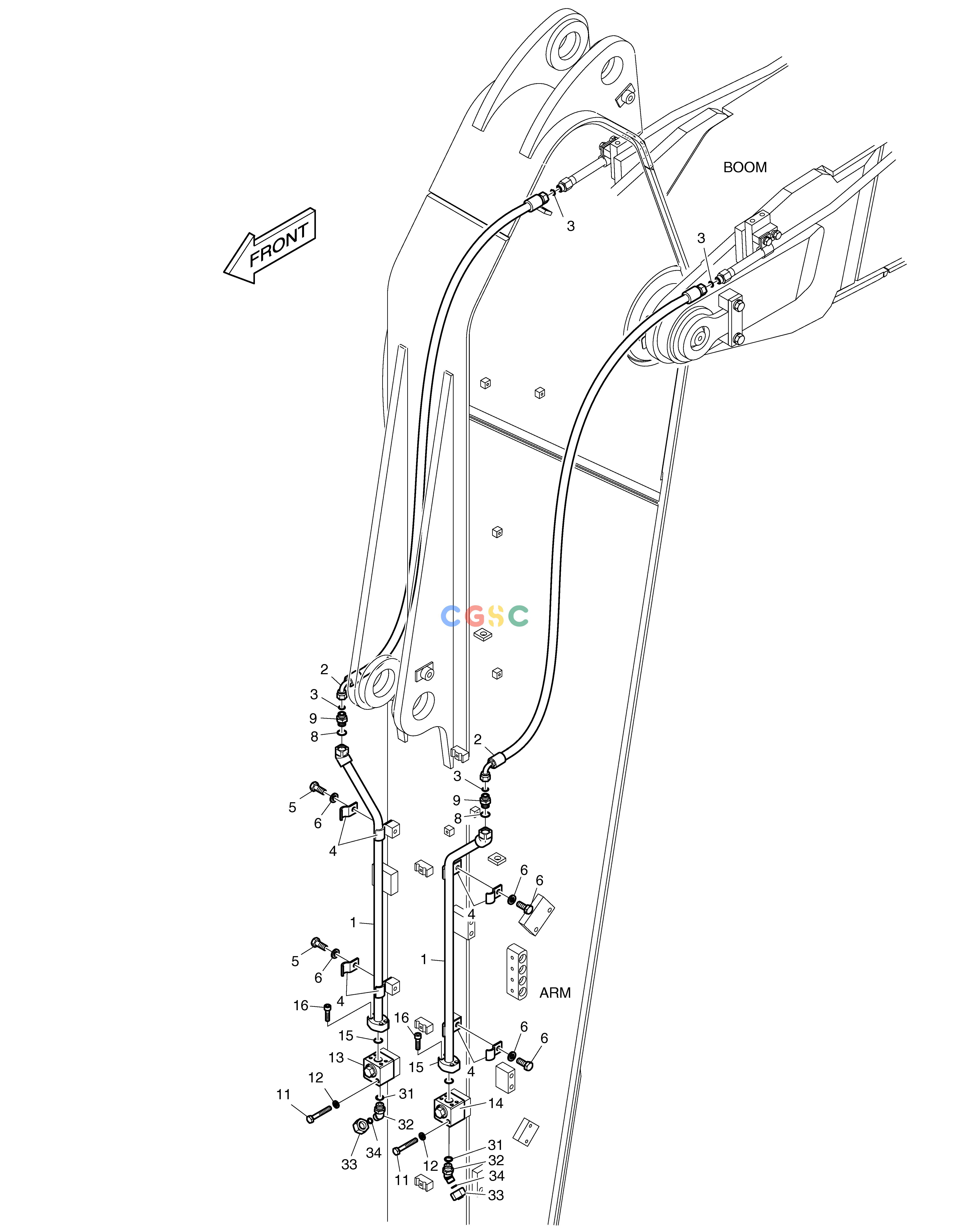 斗山零件查询ARM PIPING - ARM 3.5m(ROTATING) DX225LC (S/N 5433~) Doosan parts catalog online