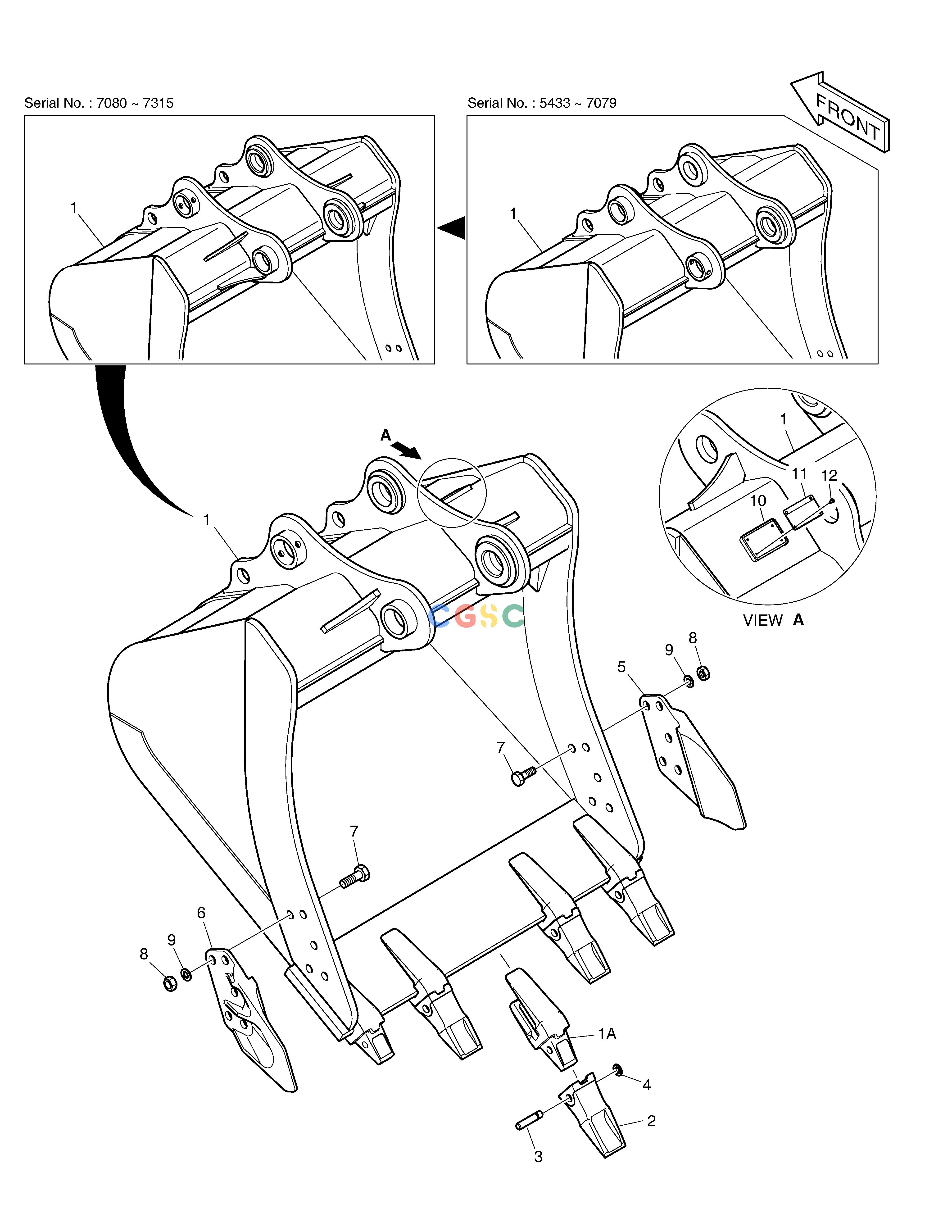 斗山零件查询BUCKET ASS'Y - 1.05㎥ DX225LC (S/N 5433~) Doosan parts catalog online