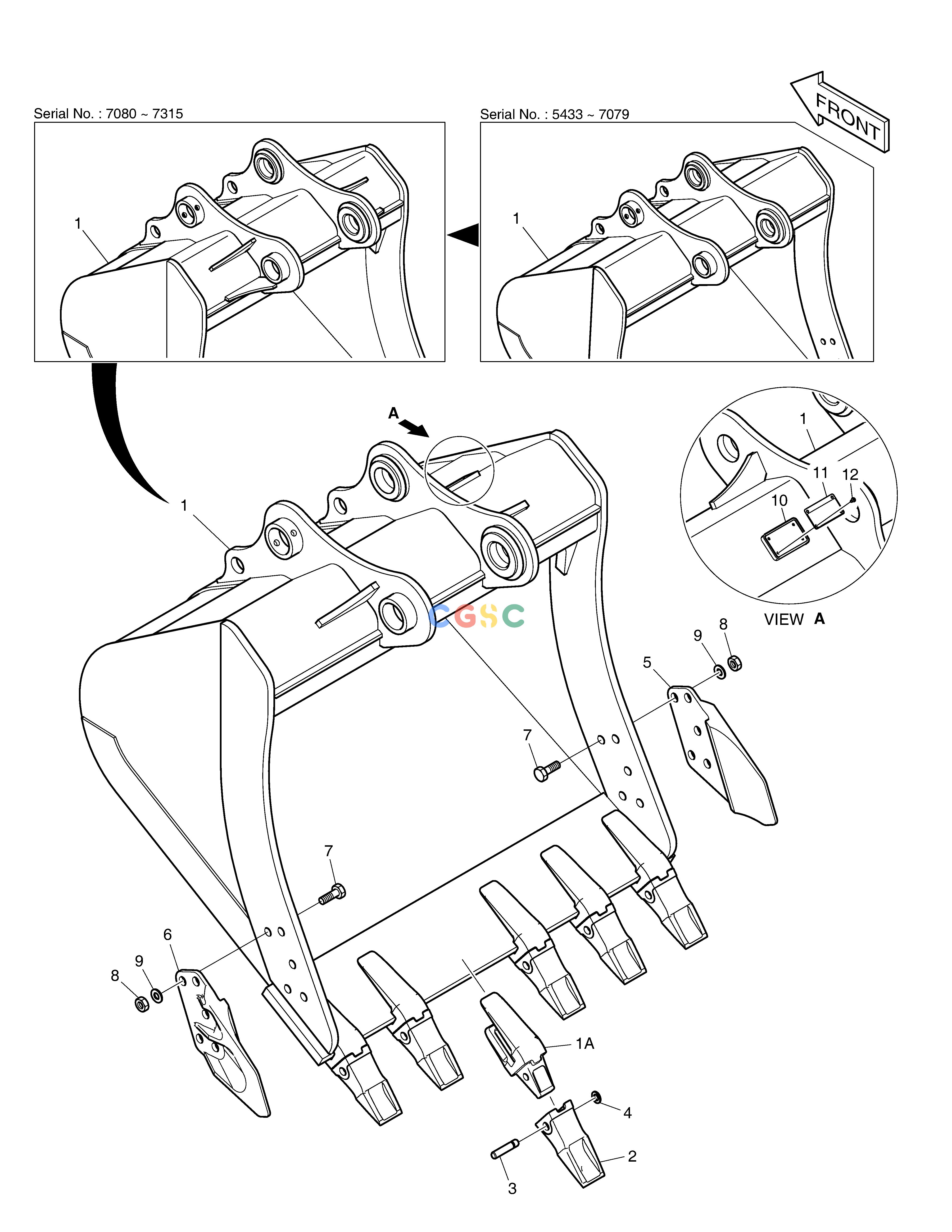 斗山零件查询BUCKET ASS'Y - 1.17m³ DX225LC (S/N 5433~) Doosan parts catalog online
