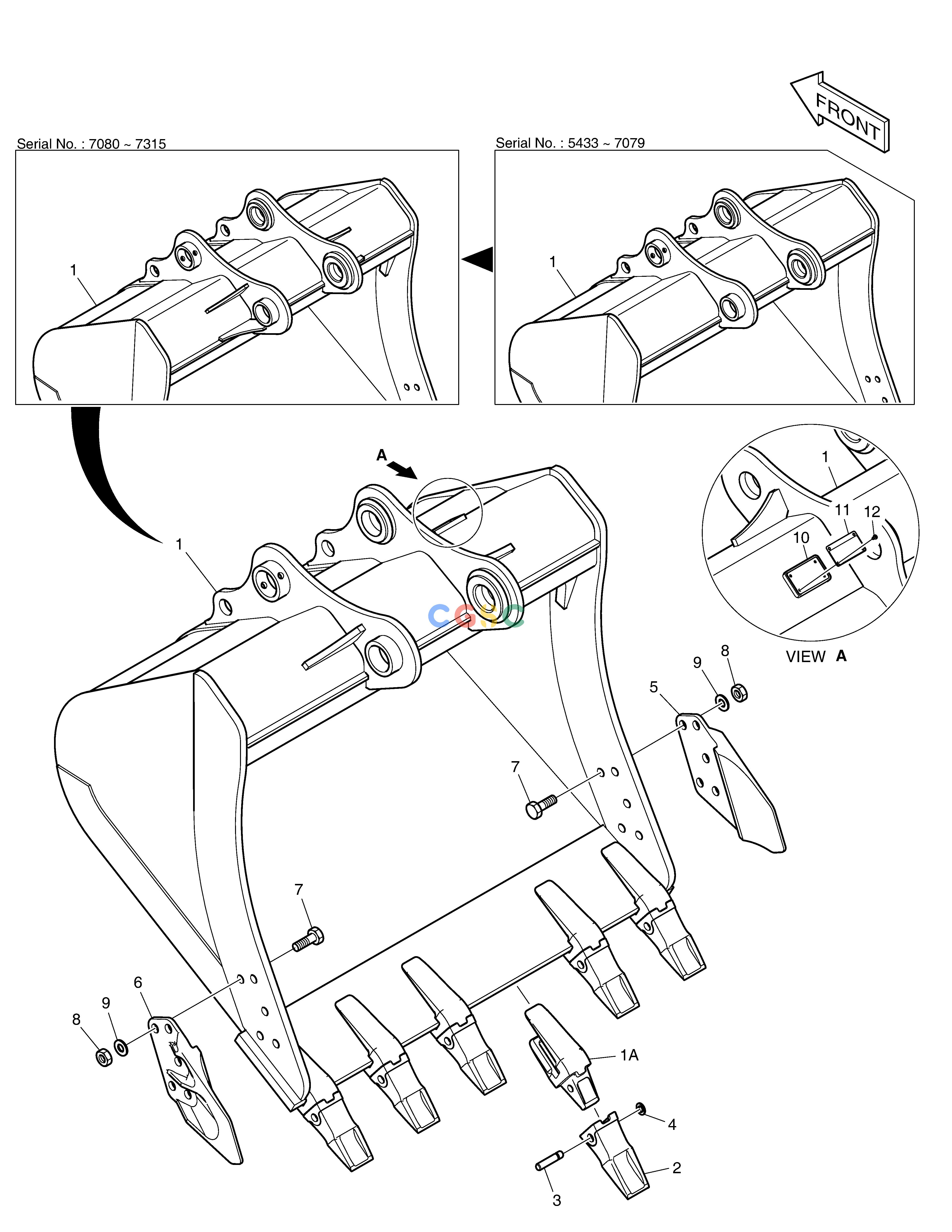 斗山零件查询BUCKET ASS'Y - 1.28m³ DX225LC (S/N 5433~) Doosan parts catalog online