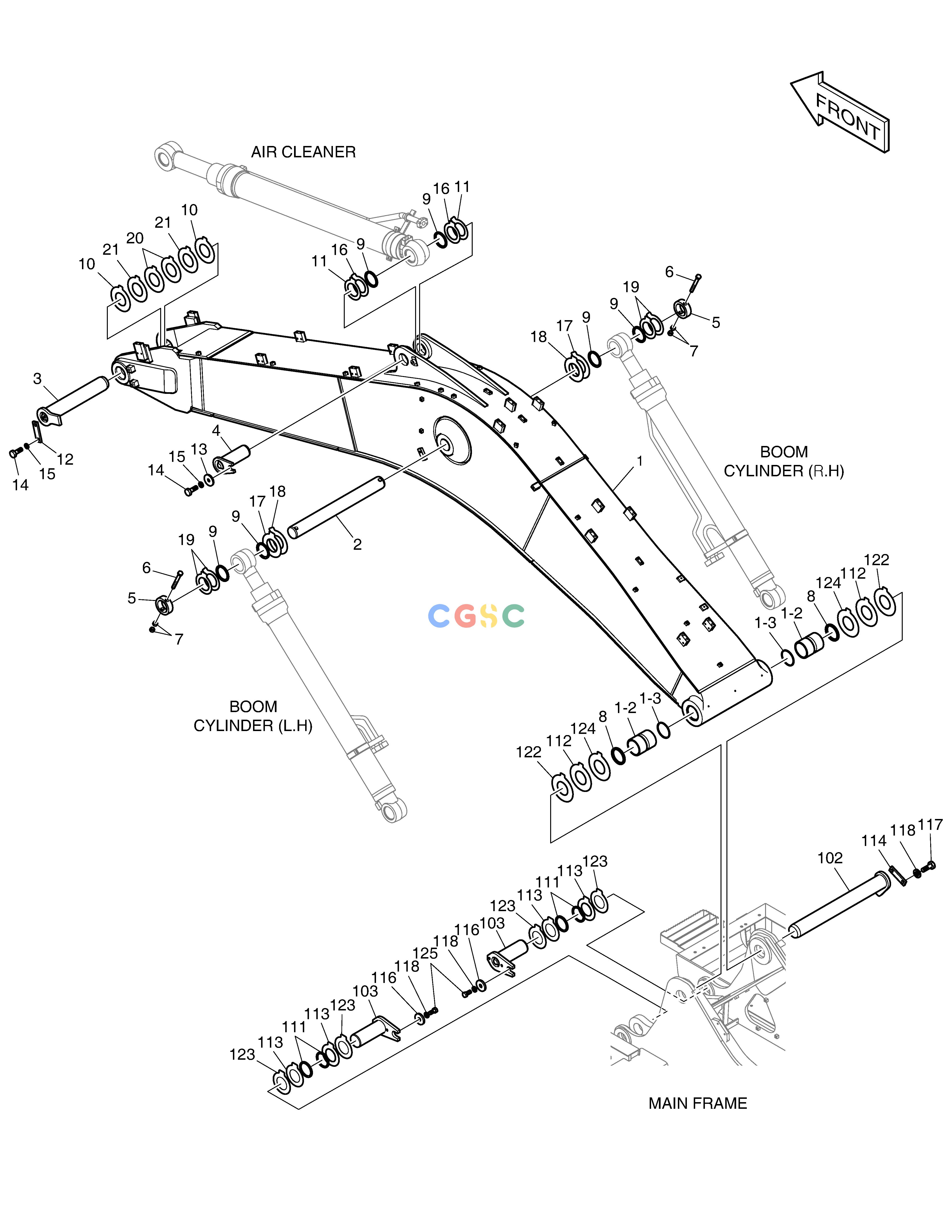 斗山零件查询BOOM - 5.2m DX225LC (S/N 5433~) Doosan parts catalog online
