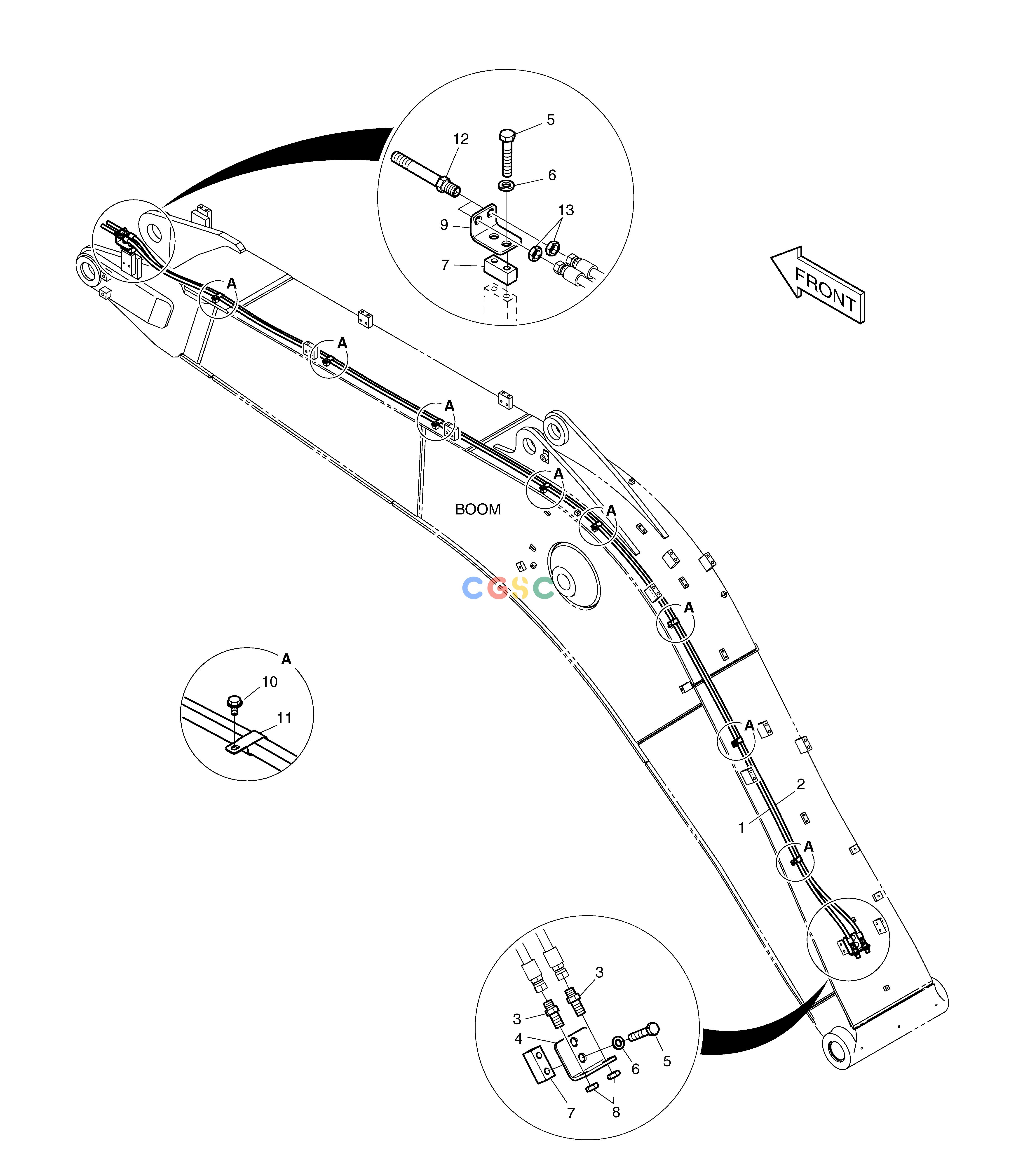 斗山零件查询BOOM PIPING - BOOM 5.2m(QUICK FIT) DX225LC (S/N 5433~) Doosan parts catalog online