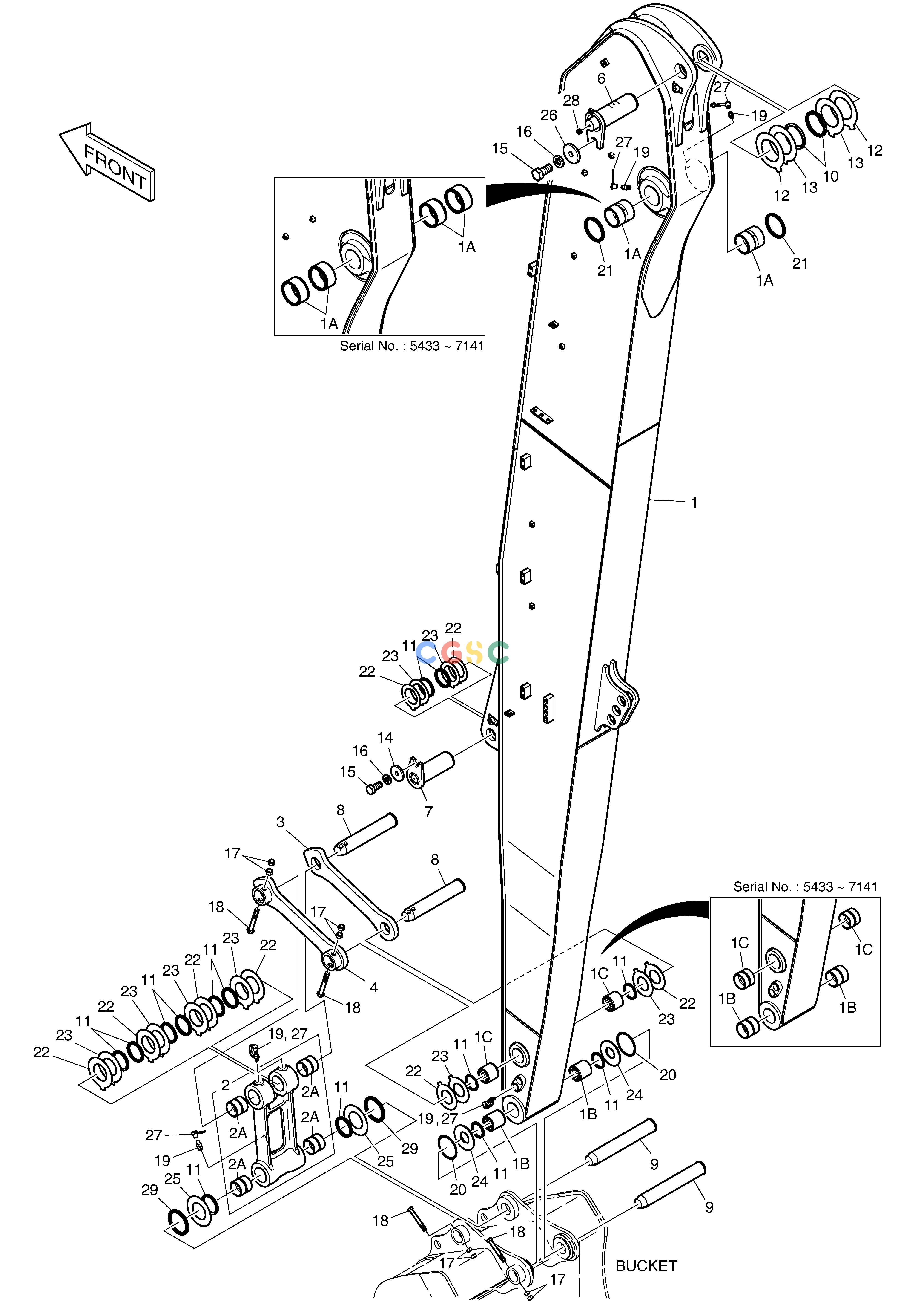 斗山零件查询ARM - 6.2m DX225LC (S/N 5433~) Doosan parts catalog online
