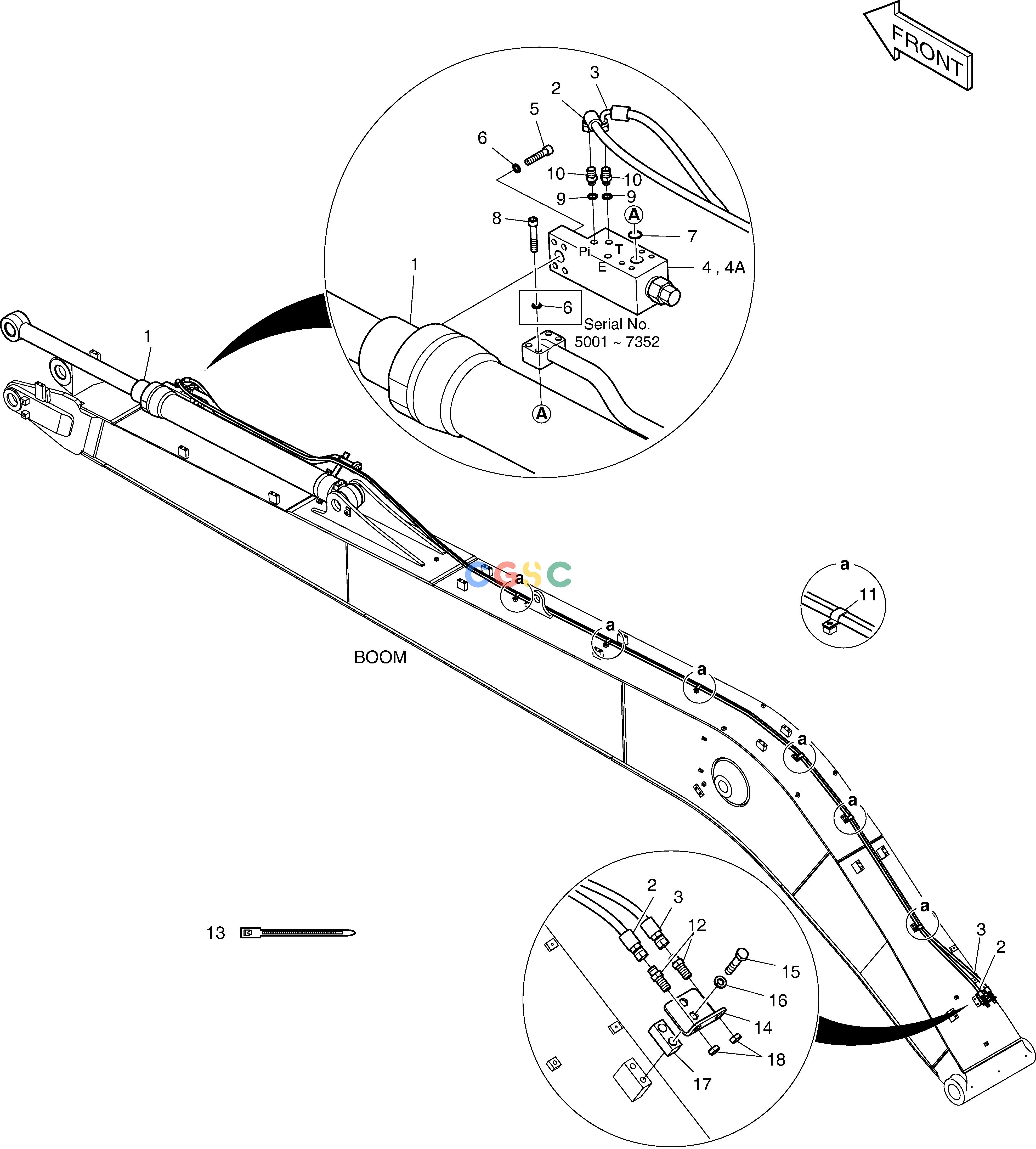 斗山零件查询LOCK VALVE PIPING - BOOM 8.5m DX225LC (S/N 5433~) Doosan parts catalog online