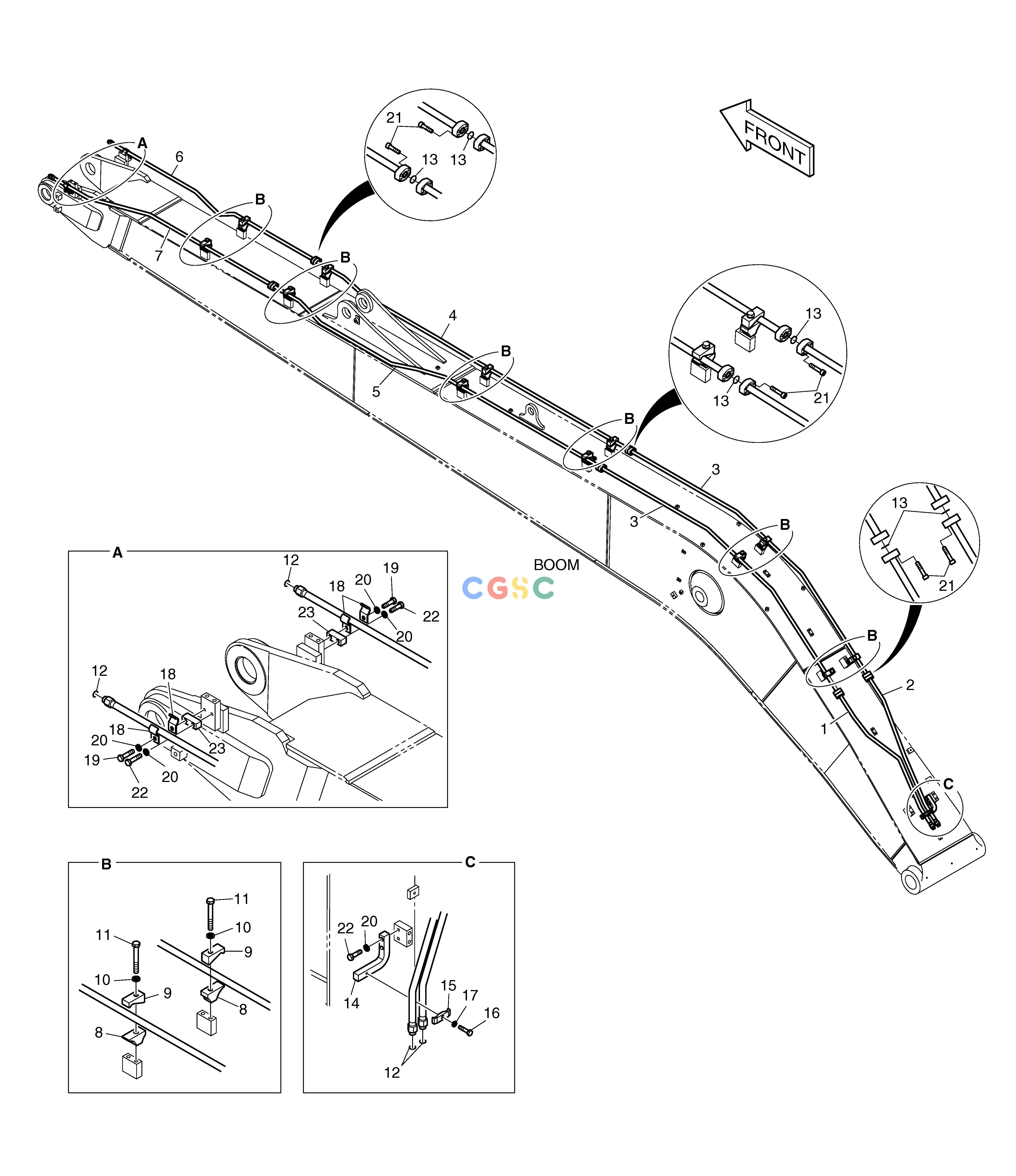斗山零件查询BOOM PIPING - BOOM 8.5m(ROTATING) DX225LC (S/N 5433~) Doosan parts catalog online