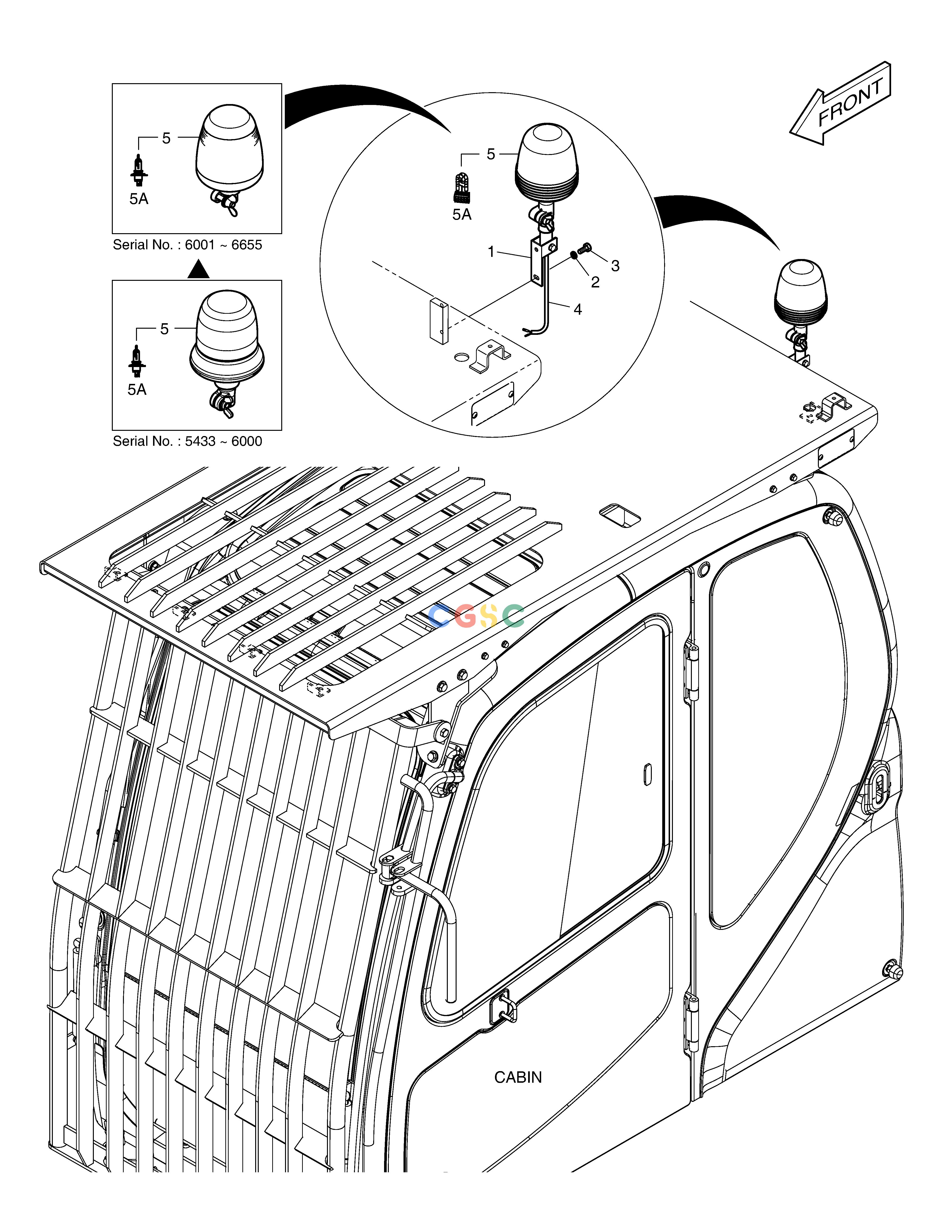 斗山零件查询ROTATING BEACON-WITH FOGS DX225LC (S/N 5433~) Doosan parts catalog online