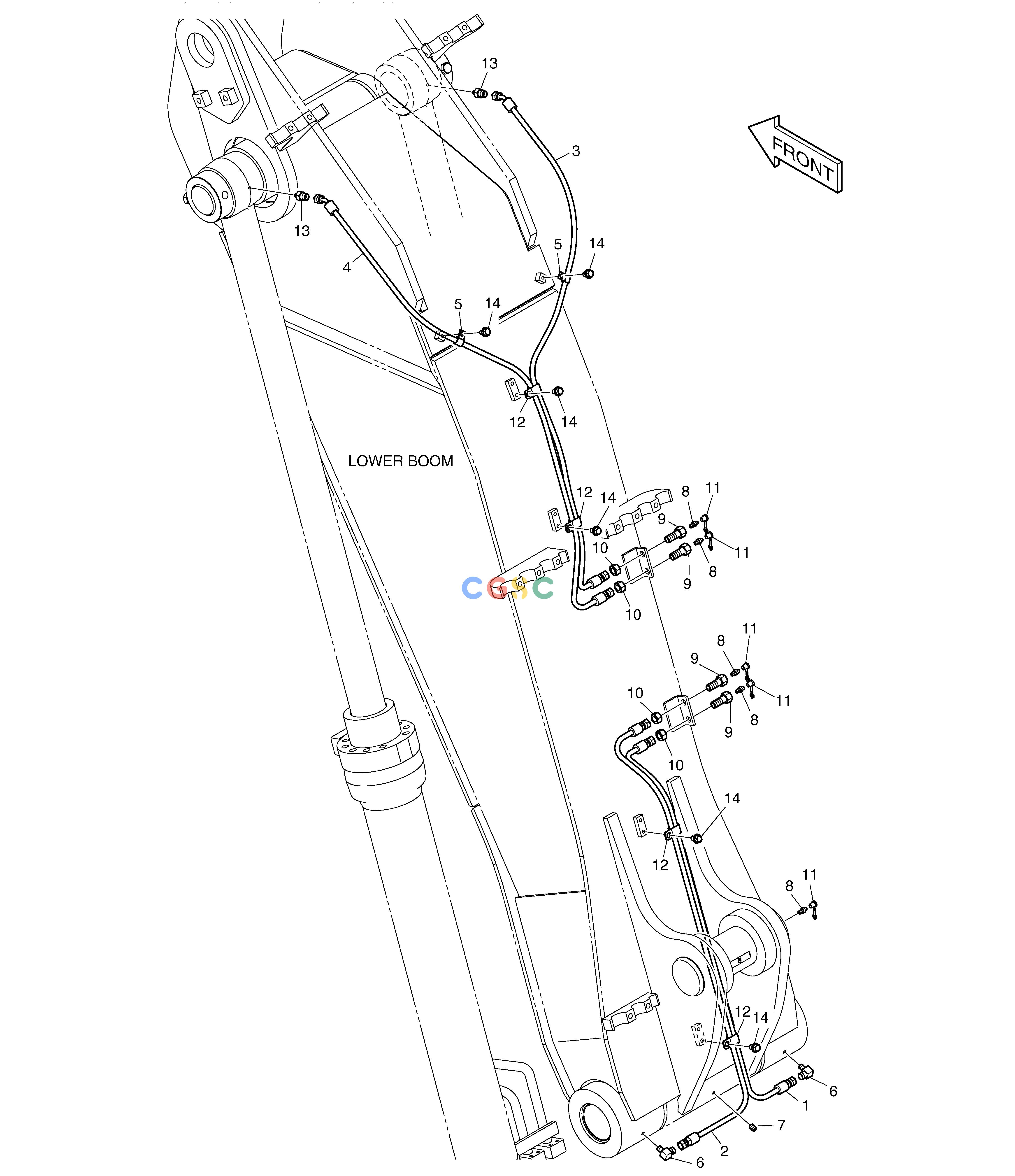 斗山零件查询LUBRICATION PIPING - LOWER BOOM DX225LC (S/N 5433~) Doosan parts catalog online