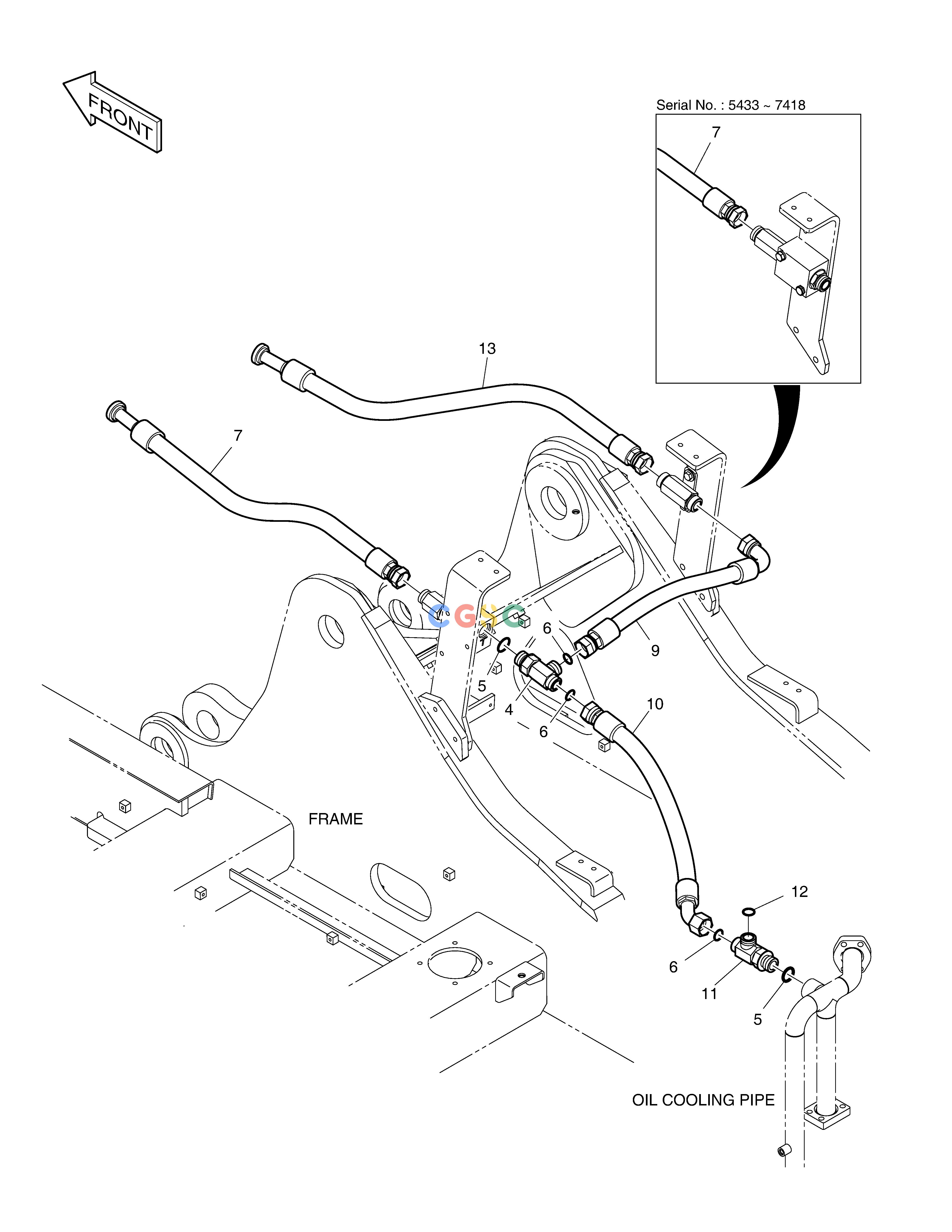 斗山零件查询ONE WAY PIPING - ARTI.BOOM DX225LC (S/N 5433~) Doosan parts catalog online